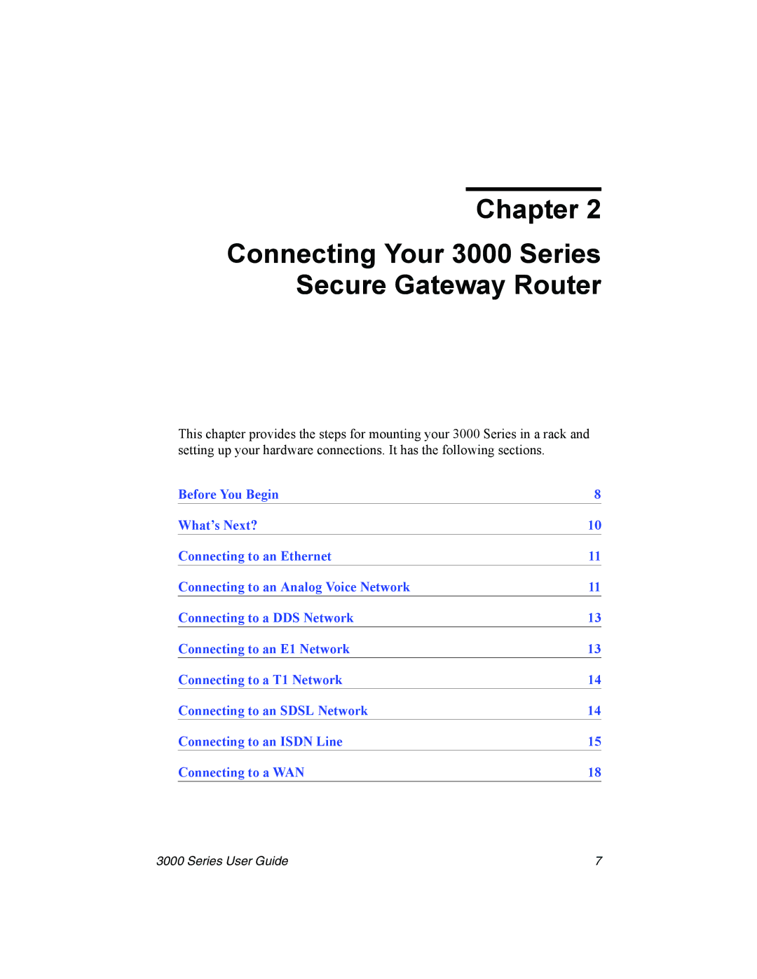 Nx Networks manual Chapter Connecting Your 3000 Series Secure Gateway Router 