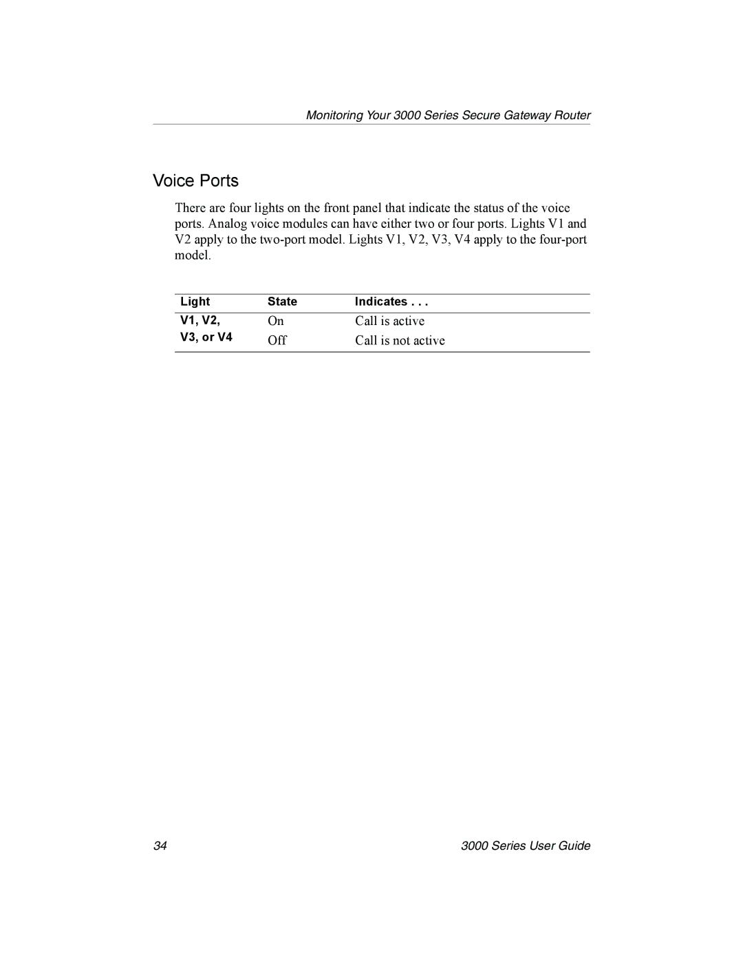 Nx Networks 3000 manual Voice Ports 