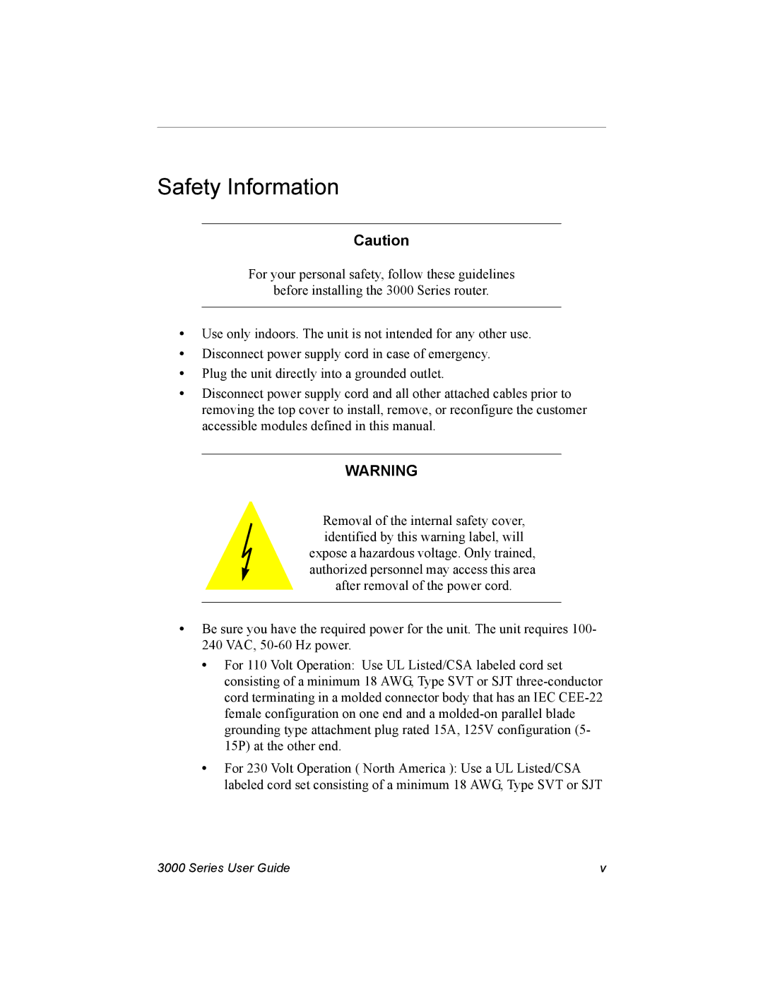 Nx Networks 3000 manual Safety Information 