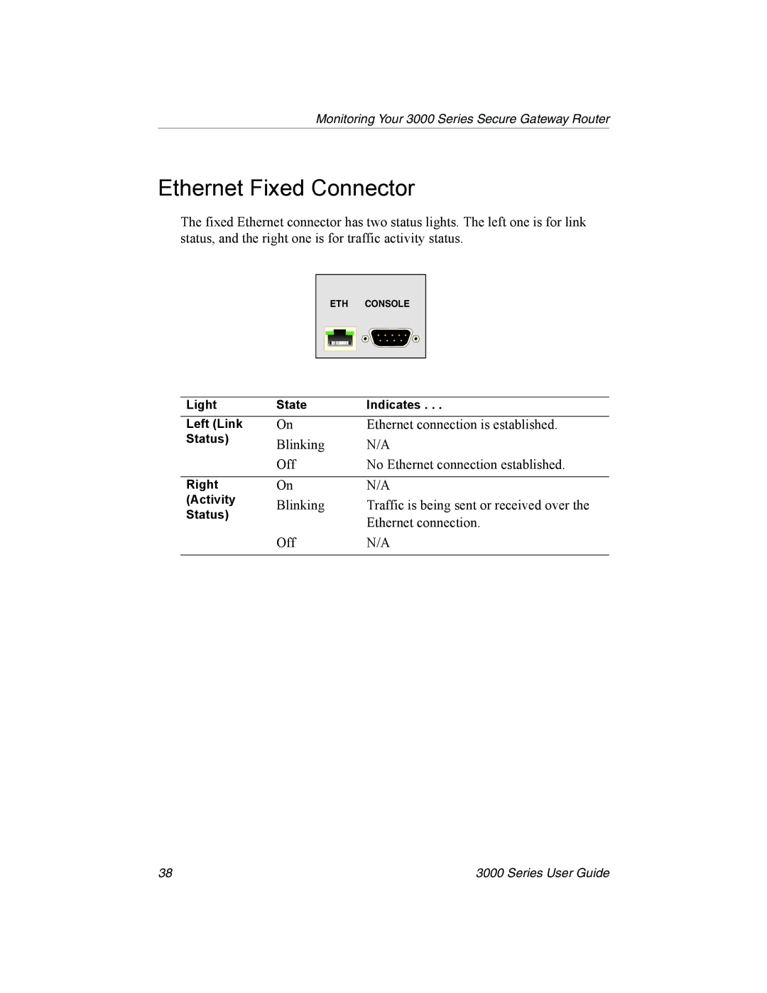 Nx Networks 3000 manual Ethernet Fixed Connector 