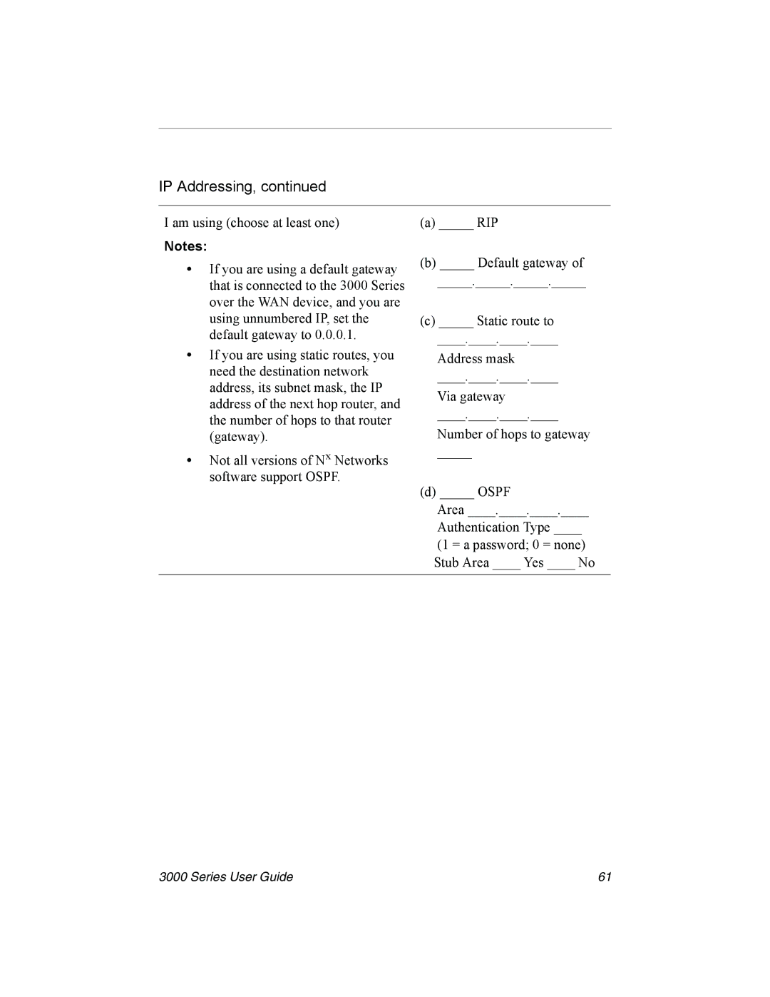 Nx Networks 3000 manual IP Addressing 