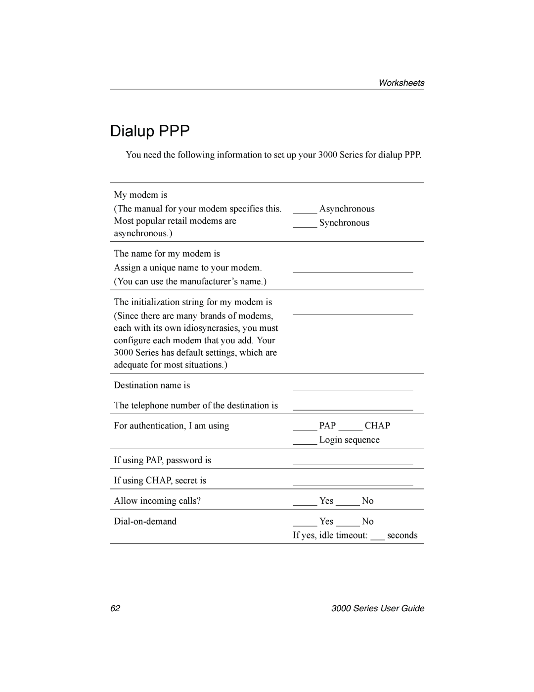 Nx Networks 3000 manual Dialup PPP 