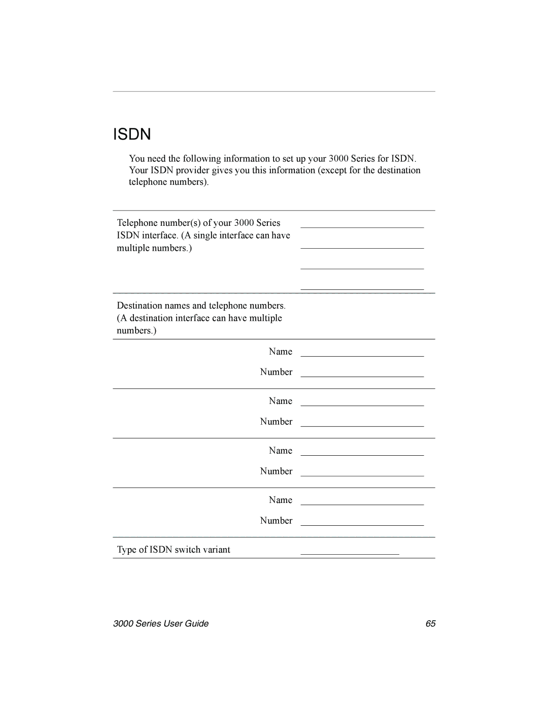 Nx Networks 3000 manual Isdn 