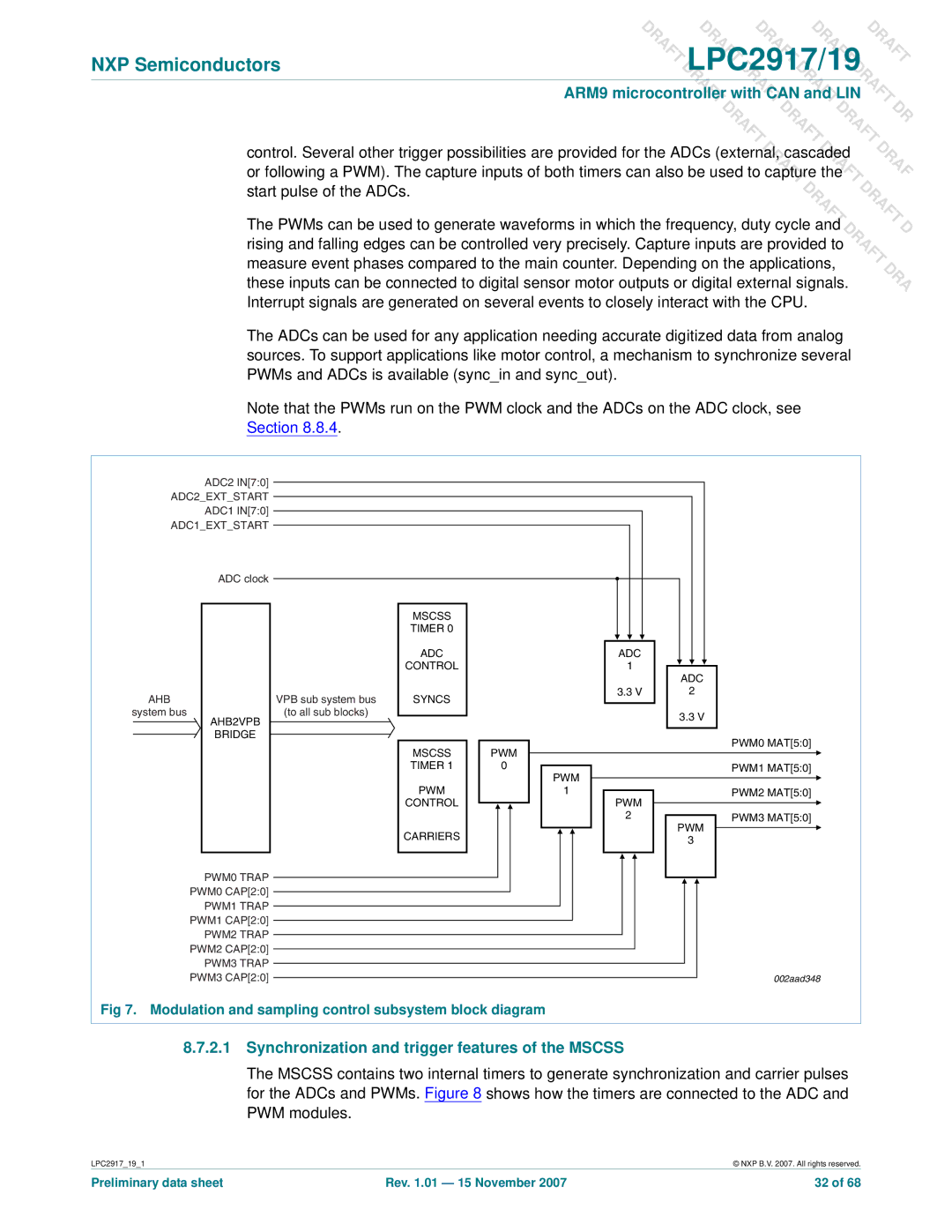 NXP Semiconductors LPC2919, LPC2917 user manual Synchronization and trigger features of the Mscss 