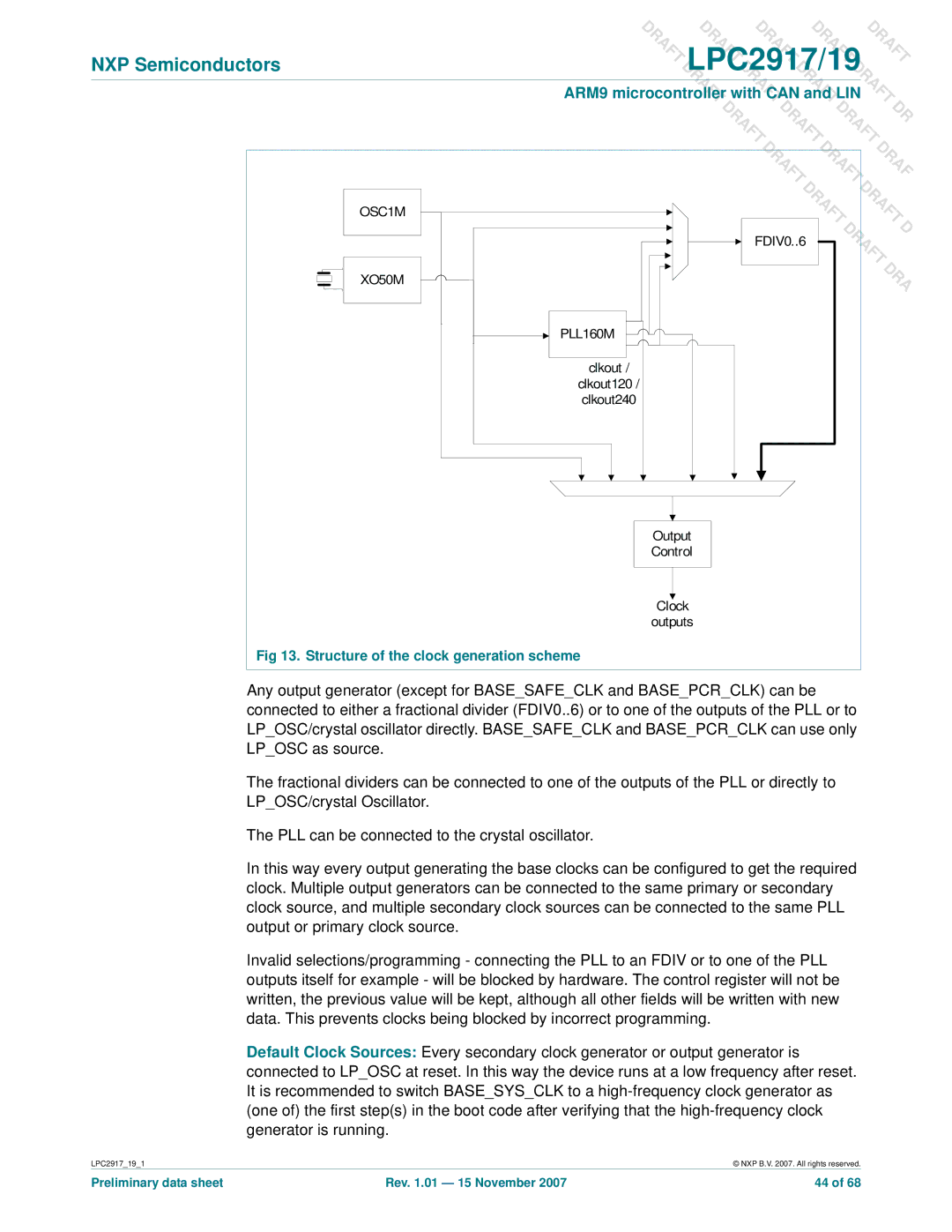 NXP Semiconductors LPC2919, LPC2917 user manual Structure of the clock generation scheme 