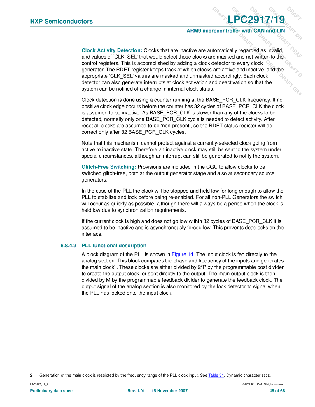 NXP Semiconductors LPC2917, LPC2919 user manual PLL functional description 