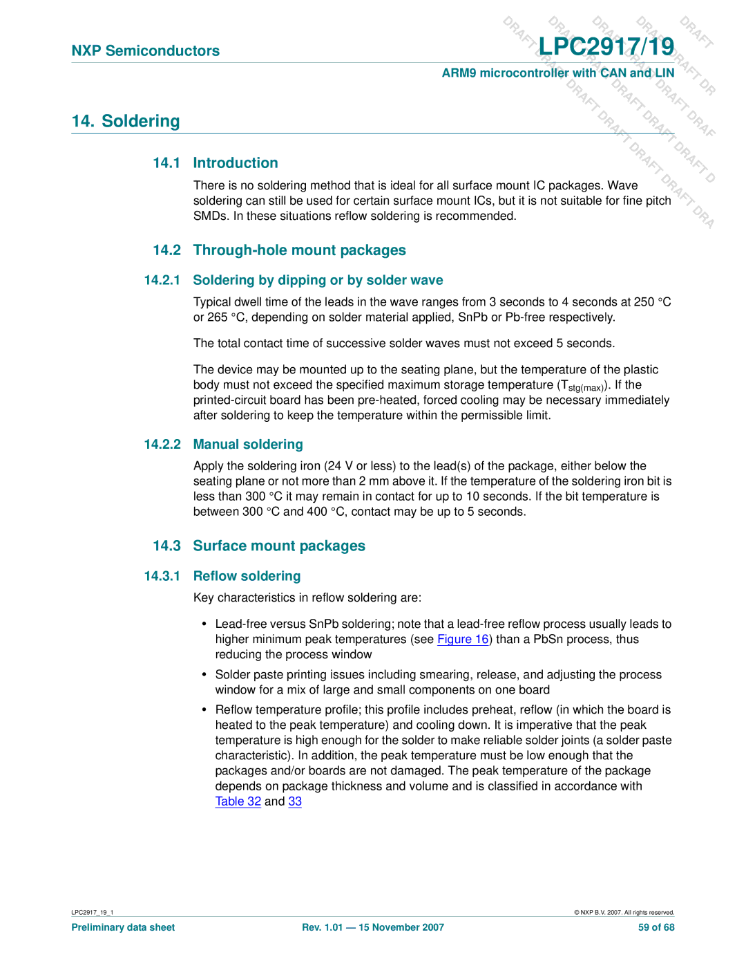 NXP Semiconductors LPC2917, LPC2919 user manual Soldering, Introduction, Through-hole mount packages, Surface mount packages 