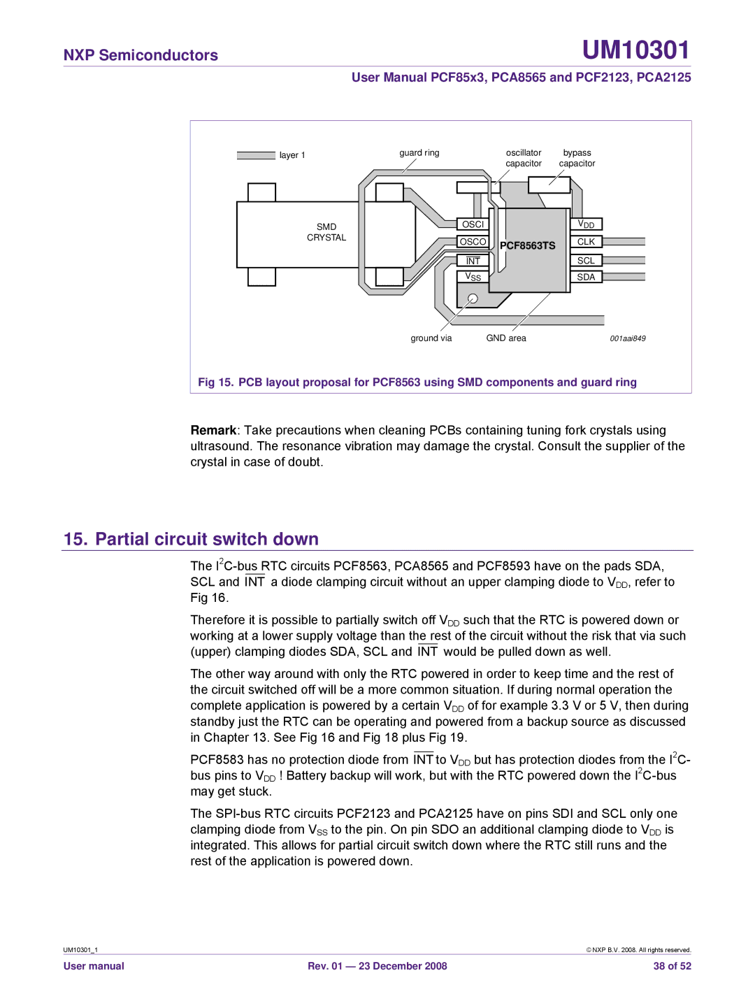 NXP Semiconductors PCA8565, PCF85x3, PCF2123, PCA2125 user manual Partial circuit switch down 