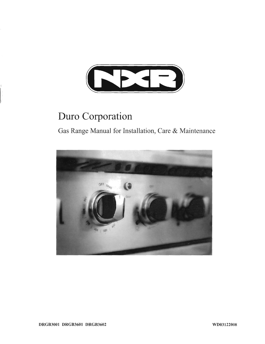 NXR DRG83602, DRGB3001, DRGB3601 manual 