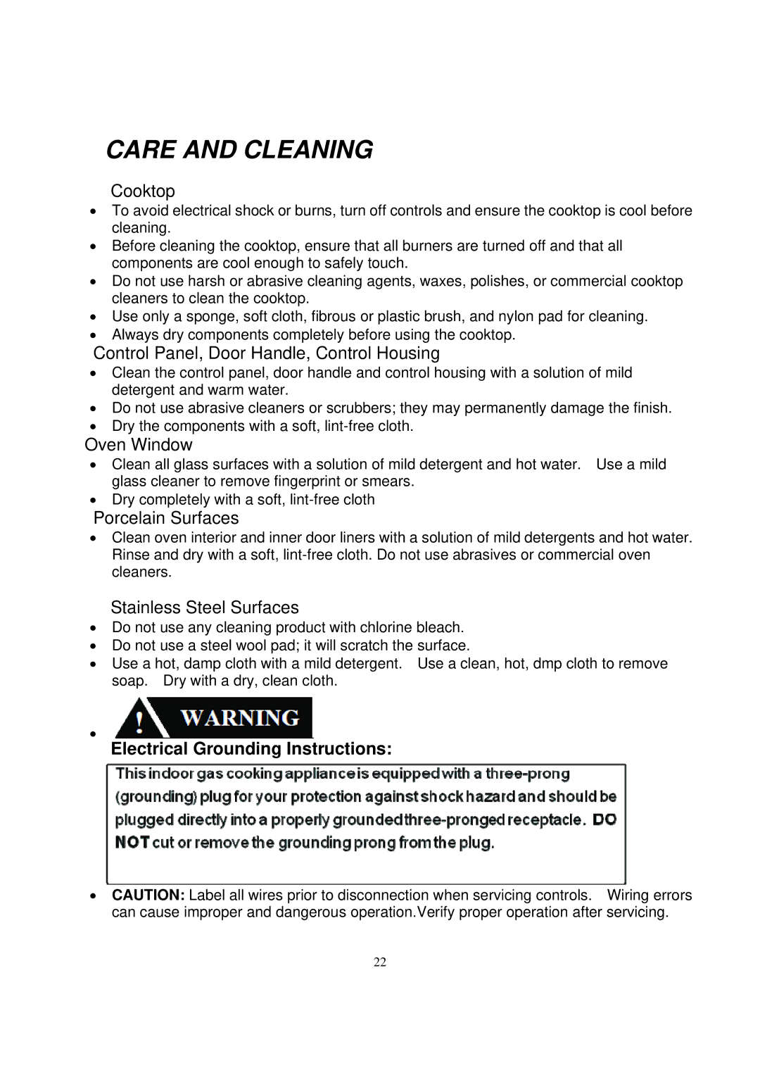 NXR BX3031, DRGB4801, BX3062 manual Care and Cleaning, ∙ Electrical Grounding Instructions 