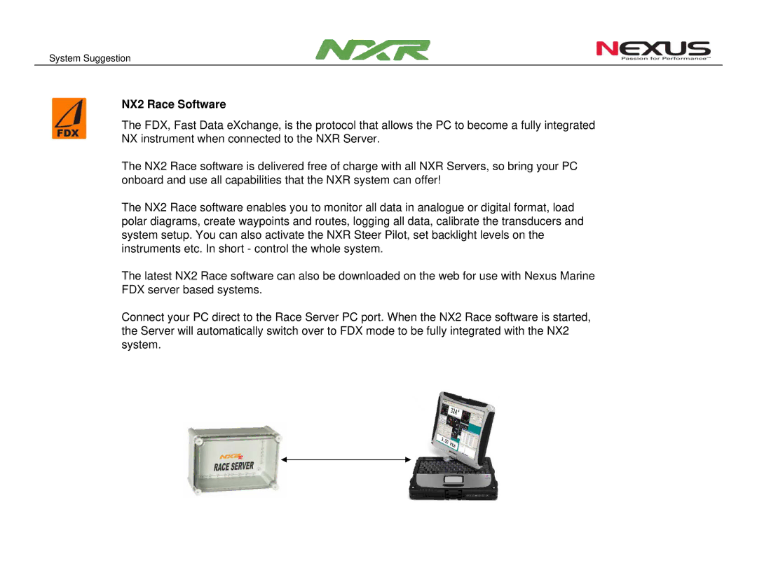 NXR NX2000 manual NX2 Race Software 