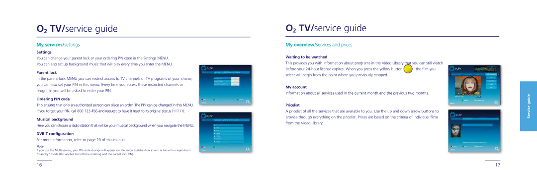 O2 Innovations 3800TW user manual My services/settings 