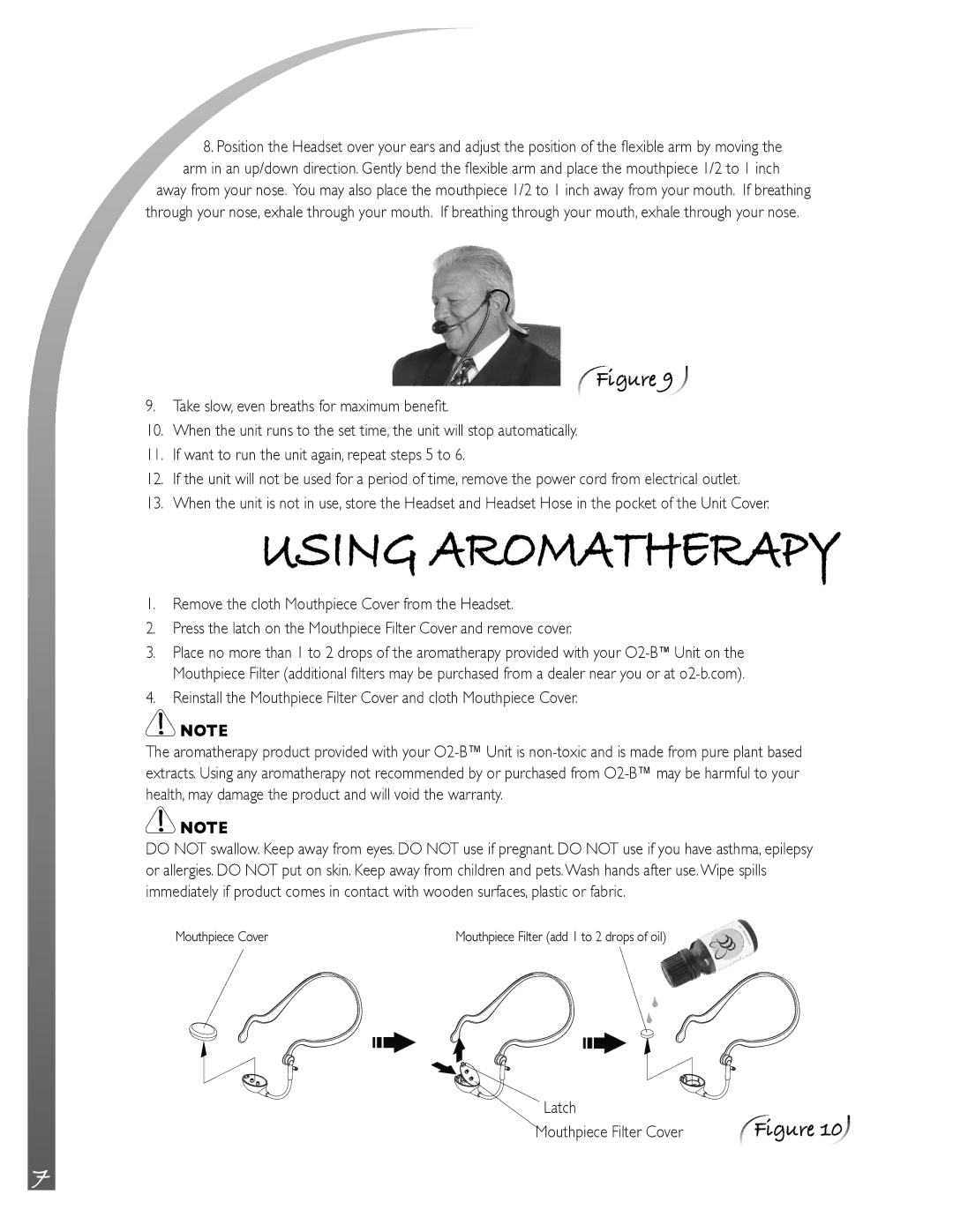 O2 Innovations CTA-08 owner manual Using Aromatherapy 