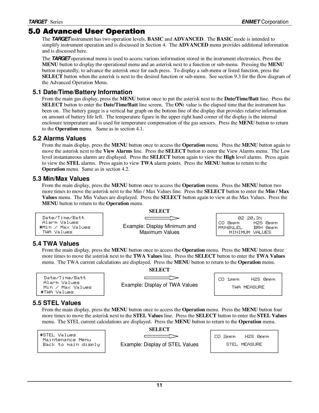 O2 Innovations pmn manual Min/Max Values, TWA Values, Stel Values 