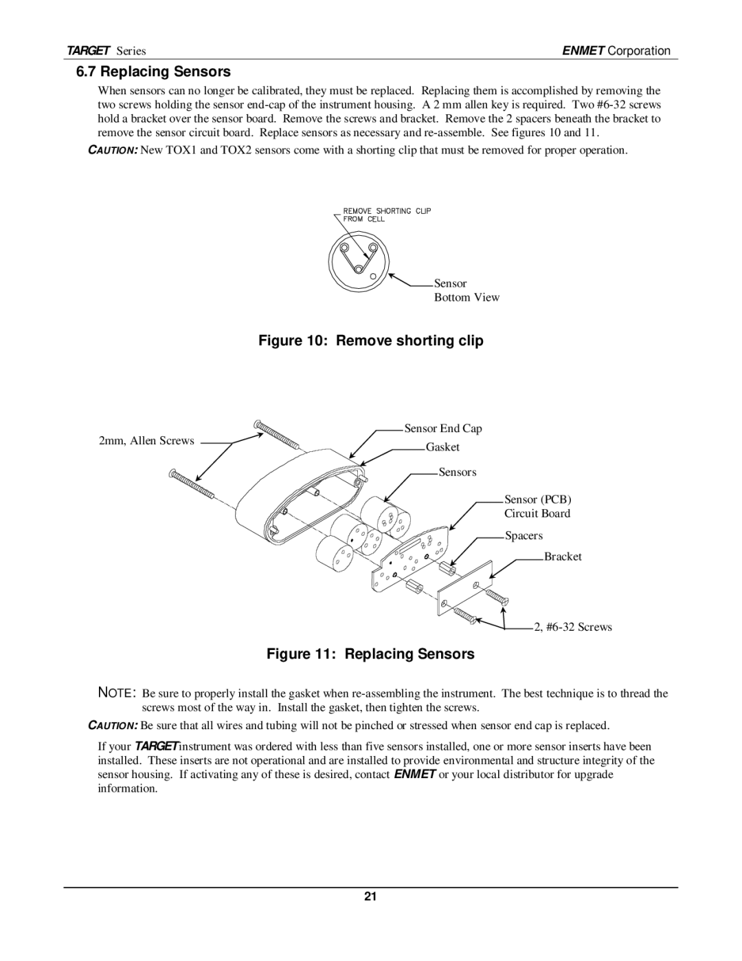 O2 Innovations pmn manual Replacing Sensors, Remove shorting clip 