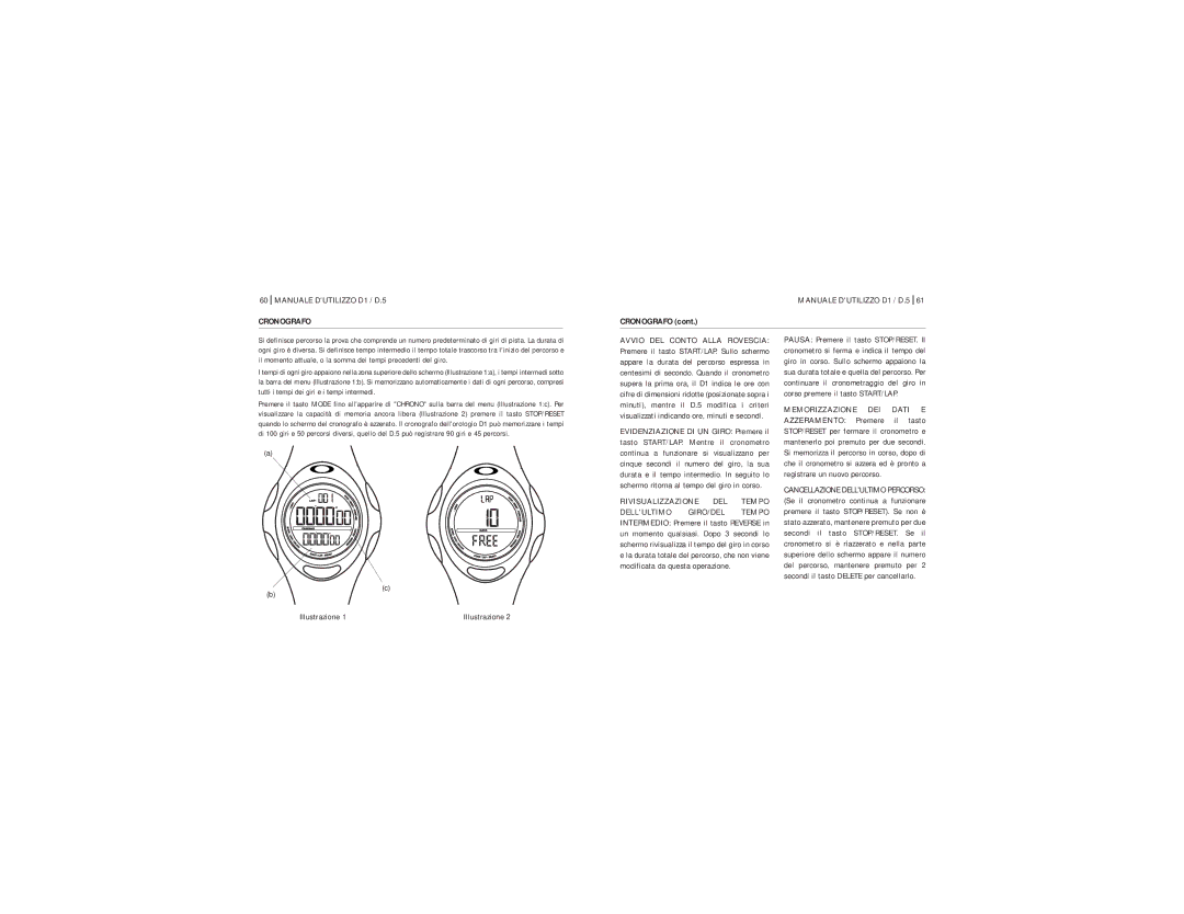 Oakley D1 manual Cronografo, Illustrazione, Rivisualizzazione DEL Tempo 