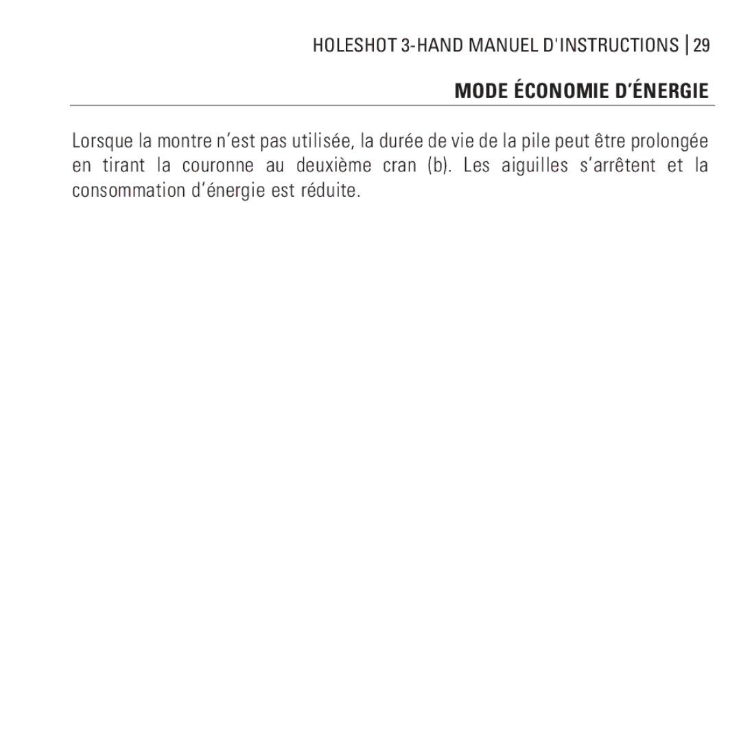 Oakley Holeshot 3 Hand manual Mode Économie D’ÉNERGIE 