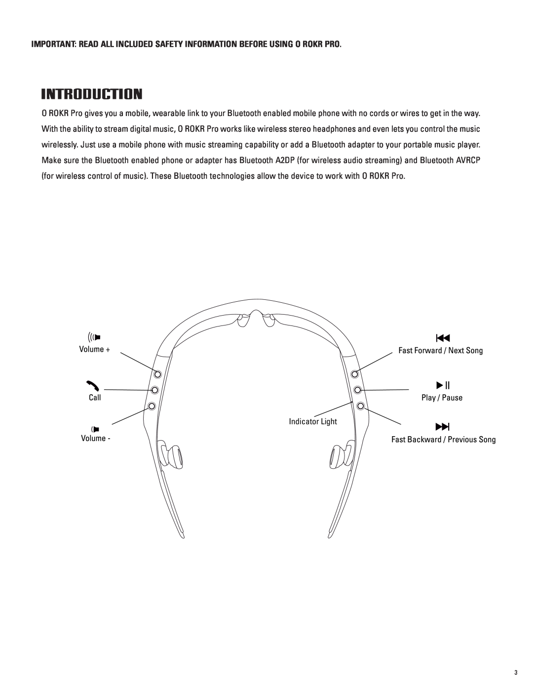 Oakley O ROKR Pro manual Introduction, Indicator Light 