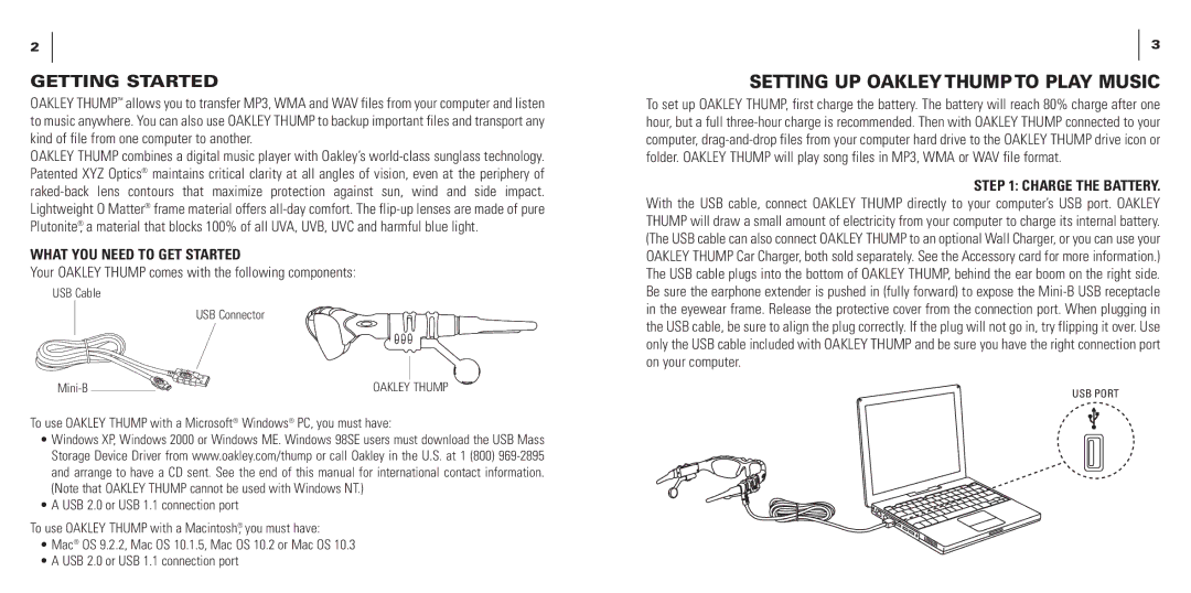 Oakley THUMP manual Setting UP Oakley Thump to Play Music, What YOU Need to GET Started 