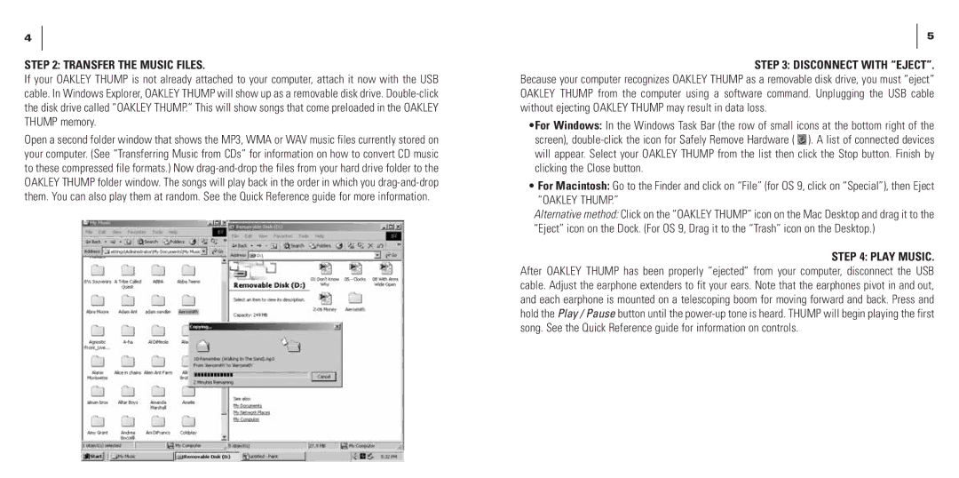 Oakley THUMP manual Transfer the Music Files 