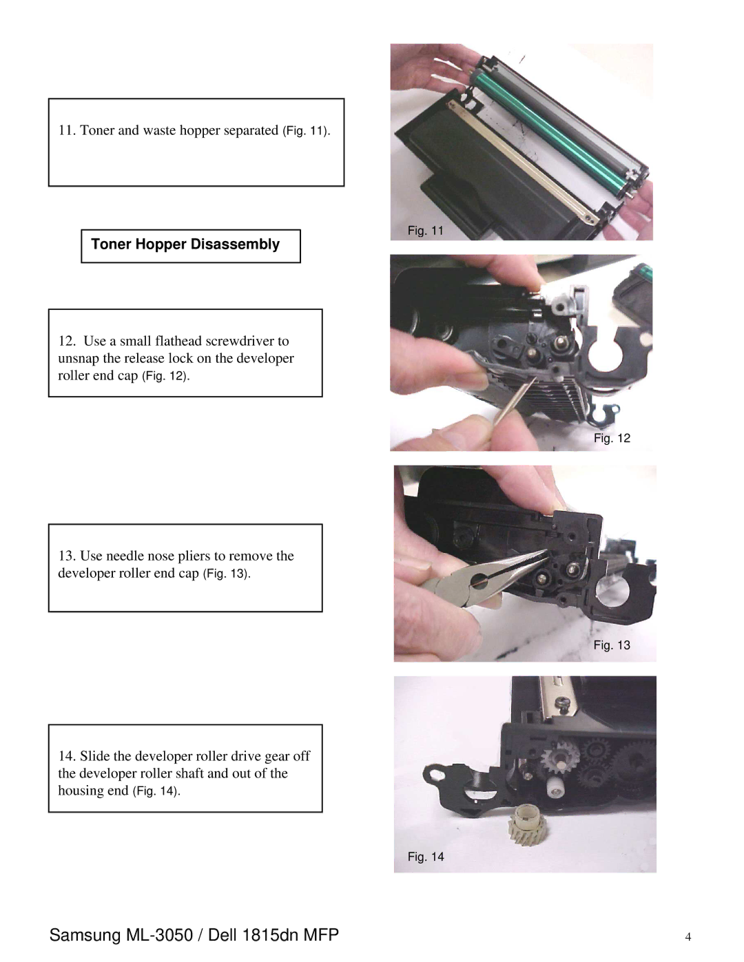 Oasis Concepts Dell 1815dn MFP, Samsung ML-3050 manual Toner Hopper Disassembly 