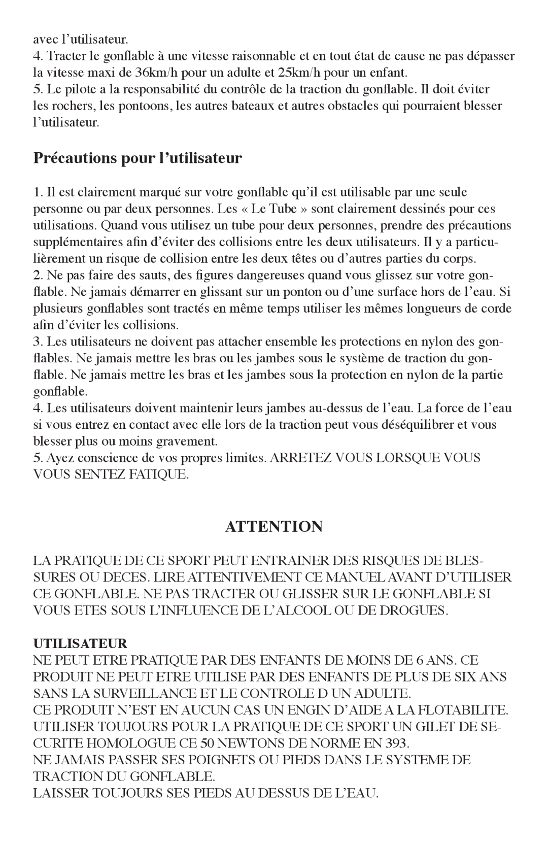 O'Brien 2101511, 2101522, 2101523, 2101521, 2101517, 2101512, 2101503, 2091531 manual Précautions pour l’utilisateur, Utilisateur 