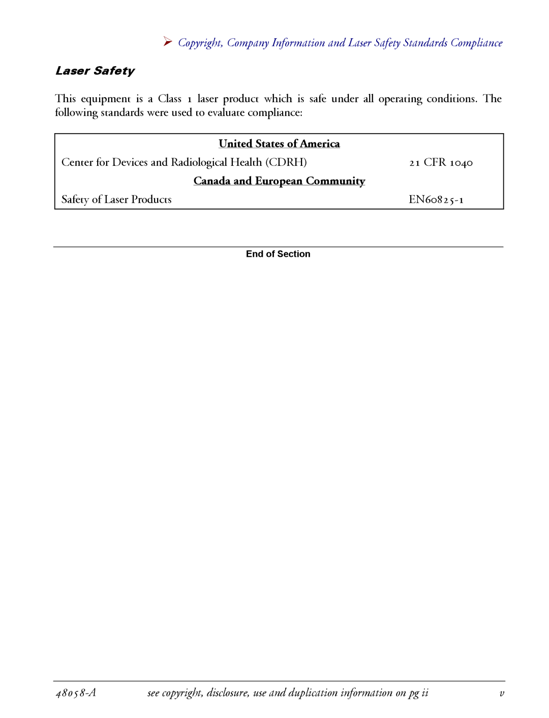 Oce North America 500XL manual Safety of Laser Products EN60825-1 