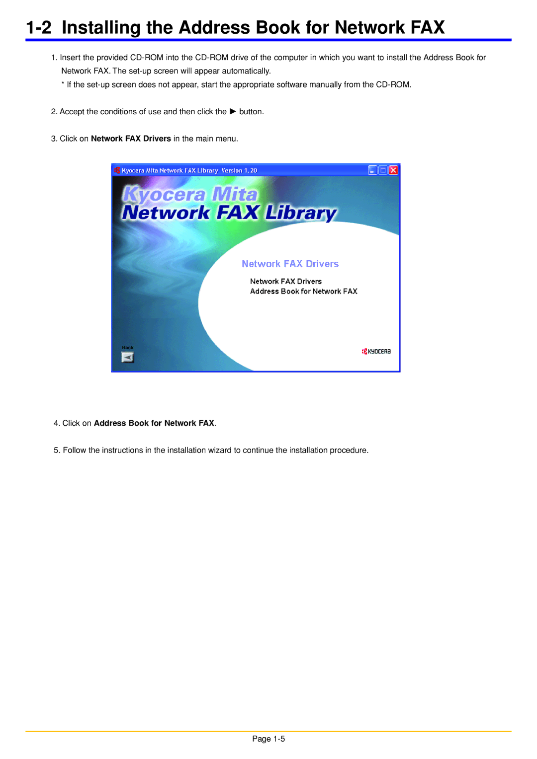 Oce North America OP1050, OP1040, OP1030 Installing the Address Book for Network FAX, Click on Address Book for Network FAX 