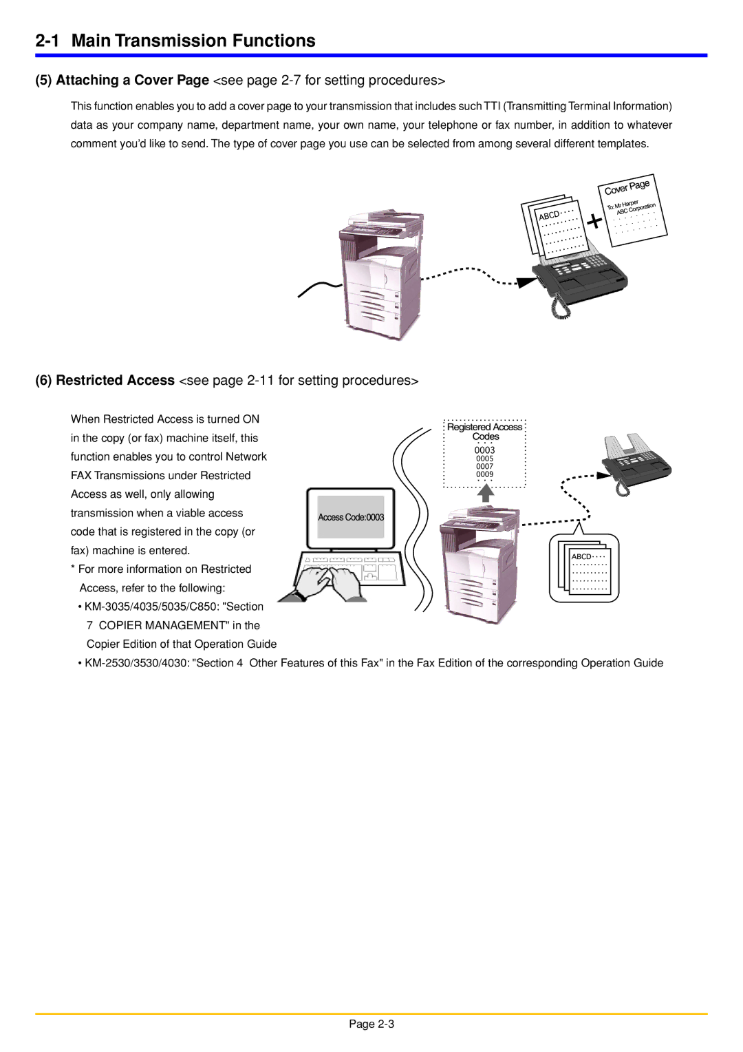 Oce North America OP1040, OP1050, OP1030 manual Attaching a Cover Page see page 2-7 for setting procedures 