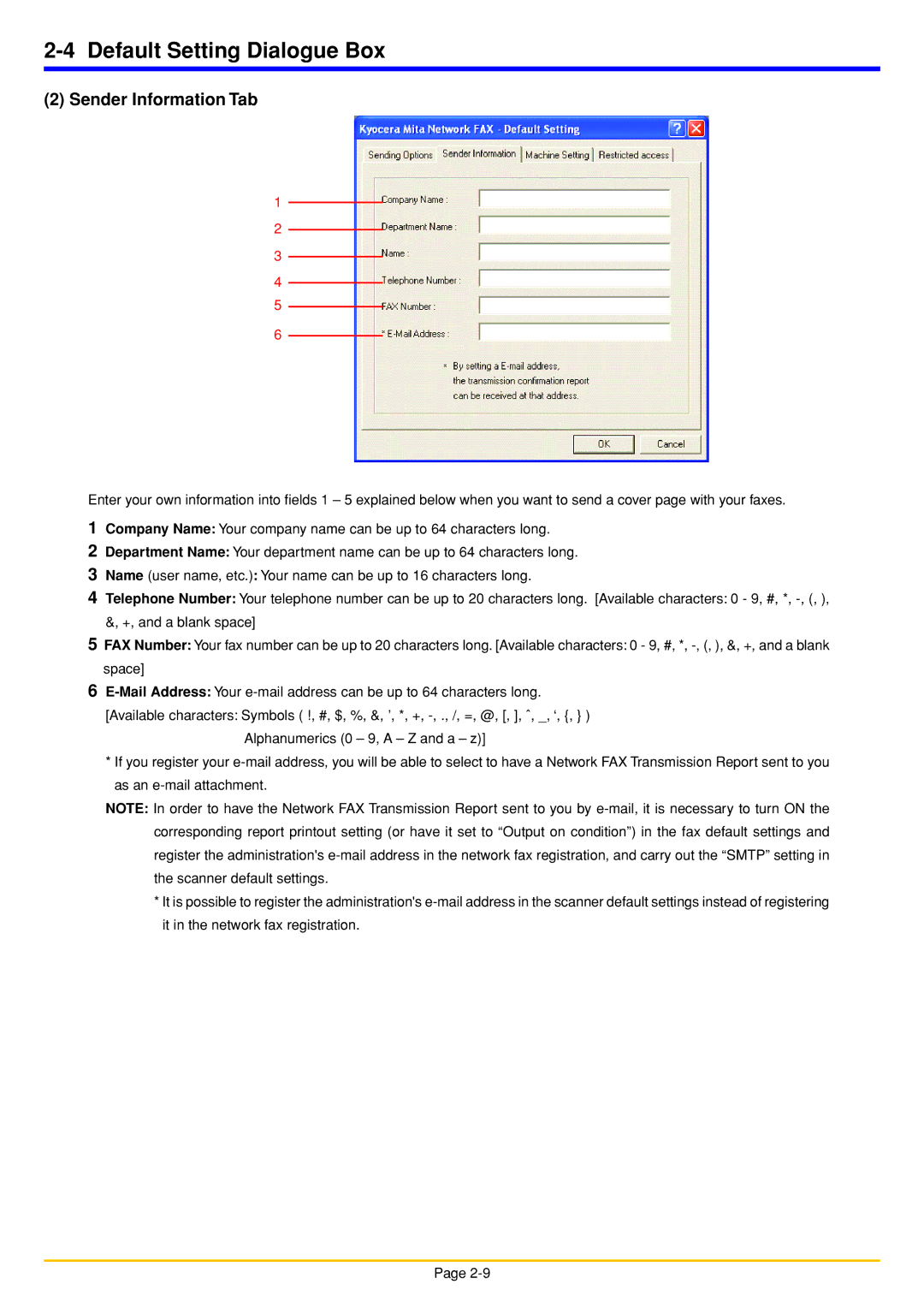 Oce North America OP1040, OP1050, OP1030 manual Sender Information Tab 