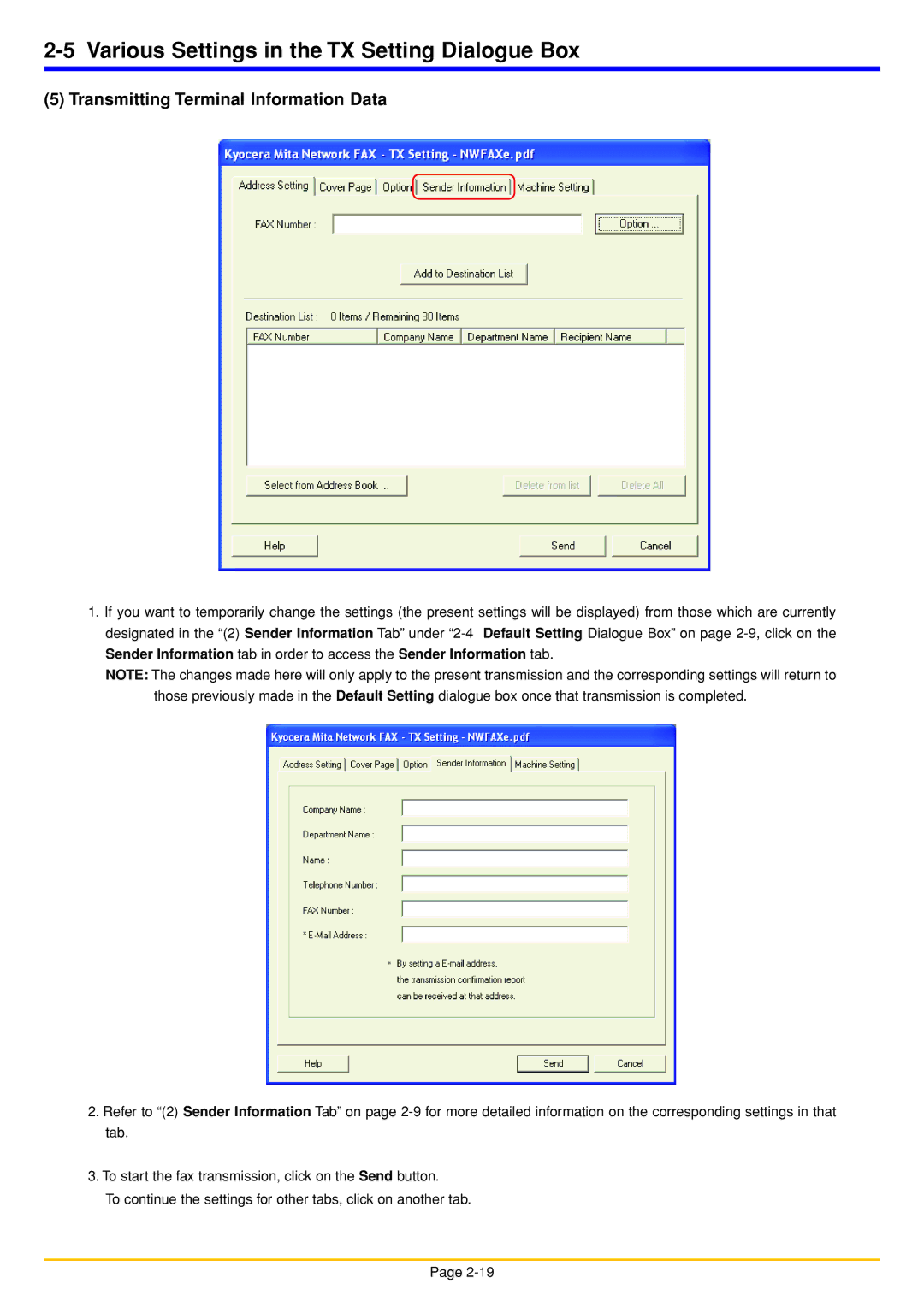 Oce North America OP1030, OP1050, OP1040 manual Transmitting Terminal Information Data 