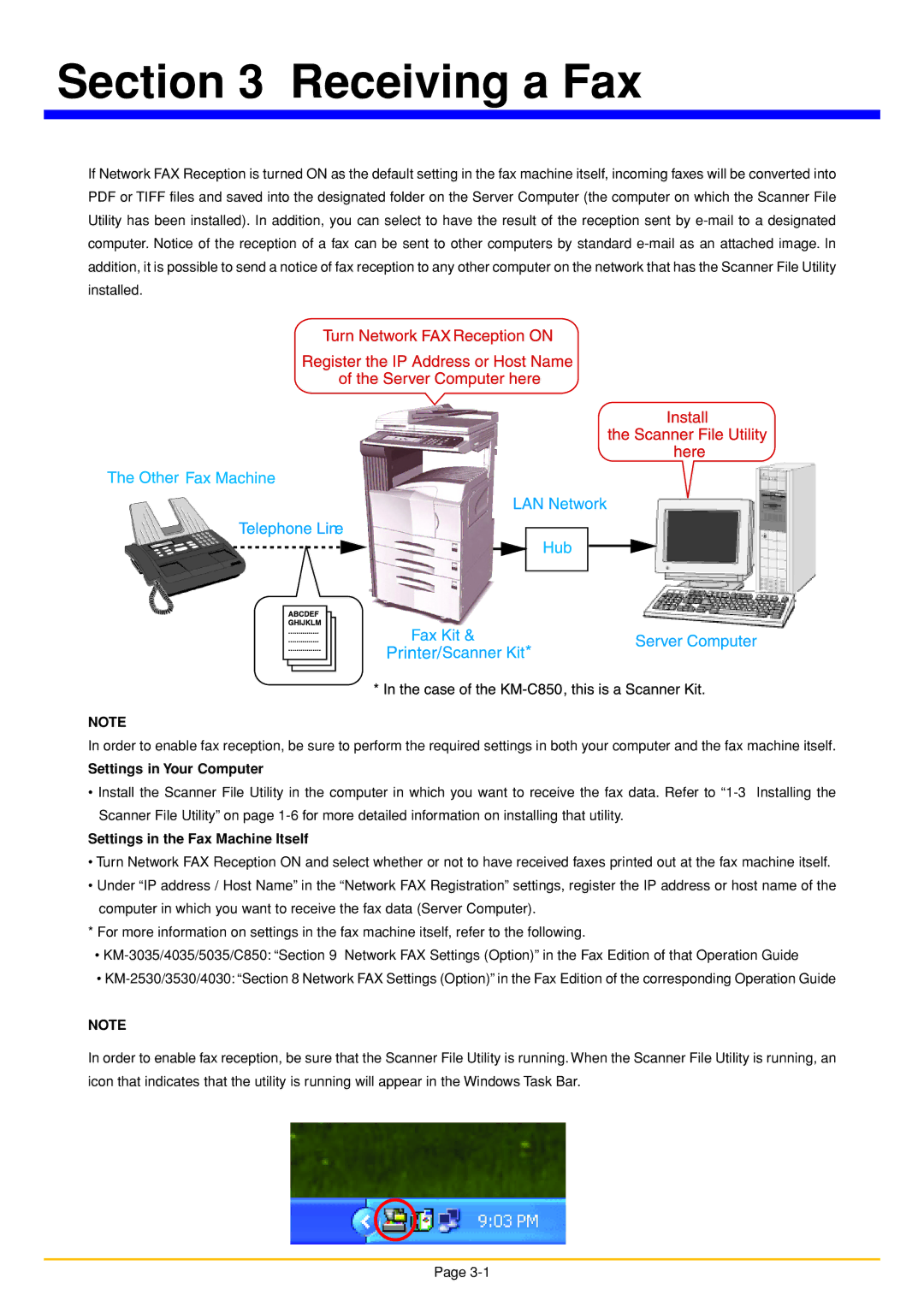 Oce North America OP1030, OP1050, OP1040 manual Settings in Your Computer, Settings in the Fax Machine Itself 