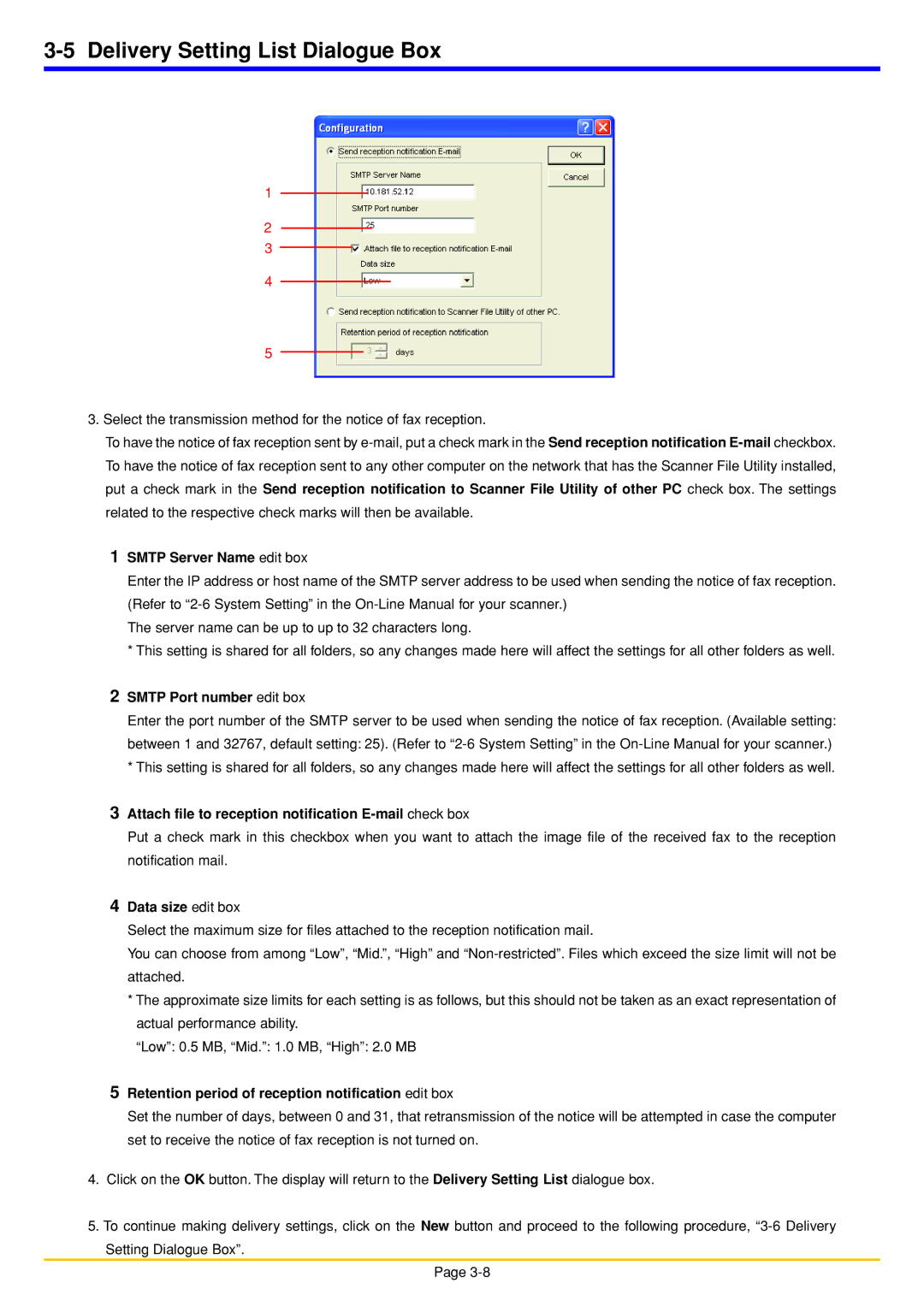 Oce North America OP1050, OP1040, OP1030 manual Delivery Setting List Dialogue Box 