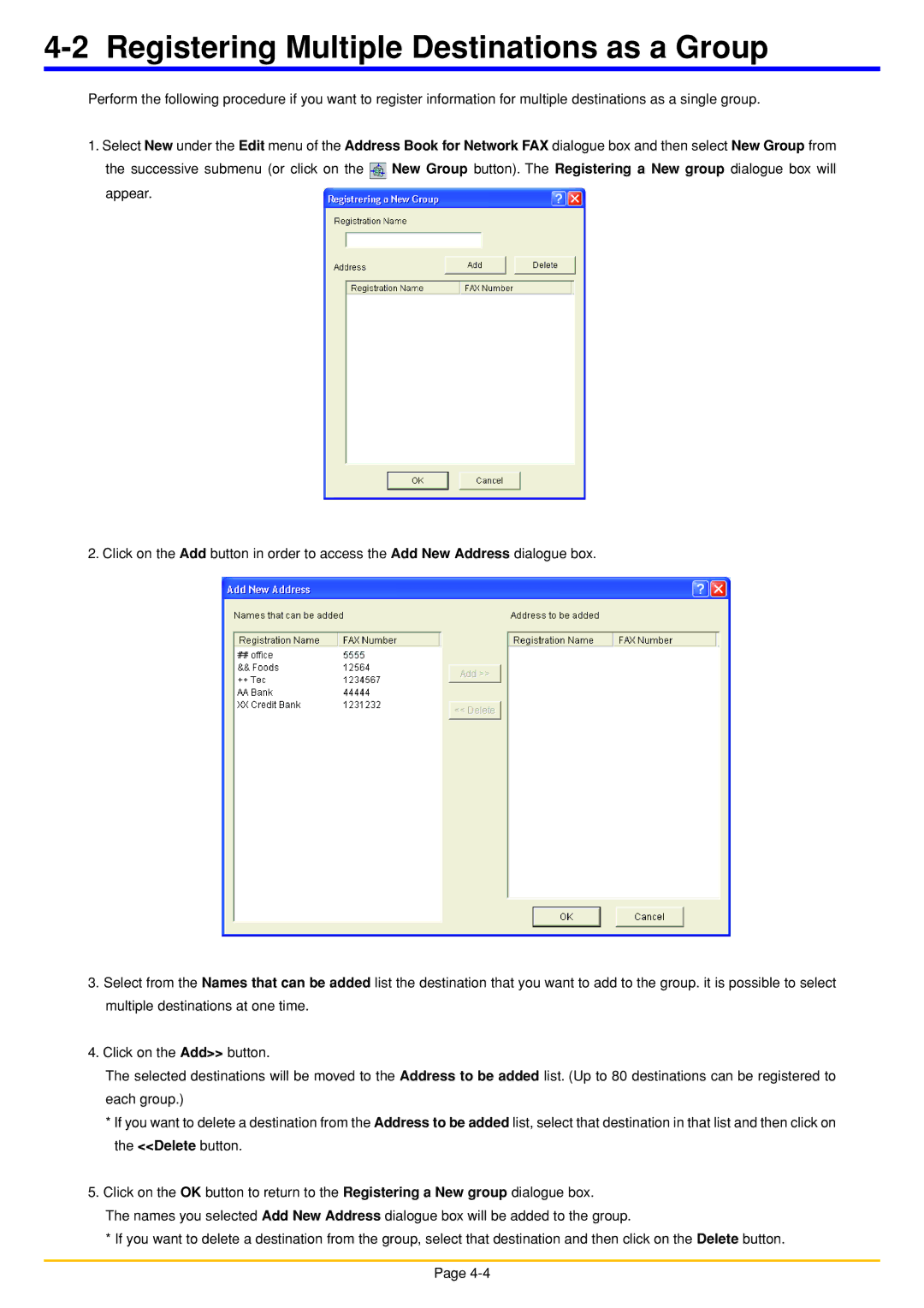 Oce North America OP1050, OP1040, OP1030 manual Registering Multiple Destinations as a Group 