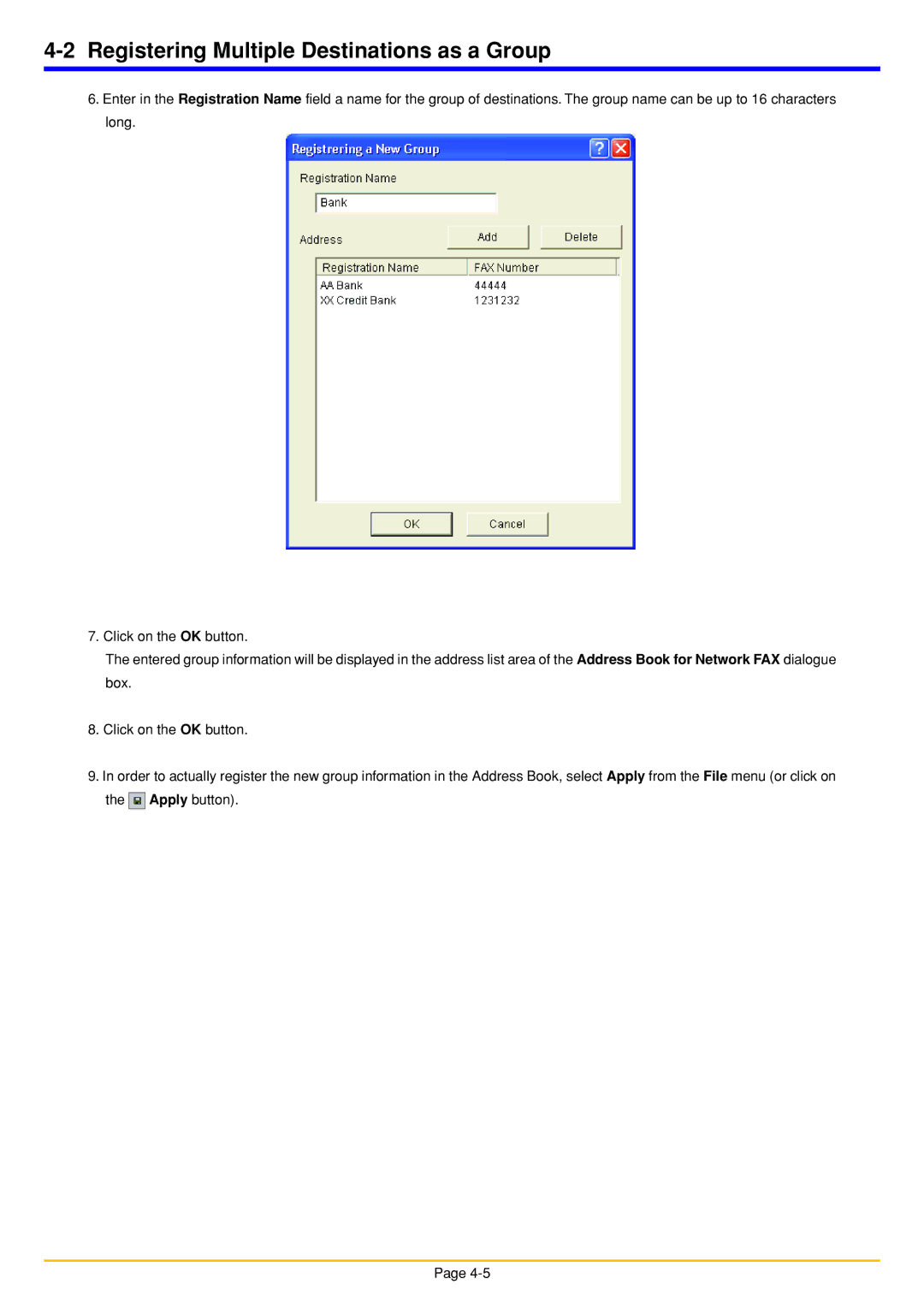 Oce North America OP1040, OP1050, OP1030 manual Registering Multiple Destinations as a Group 