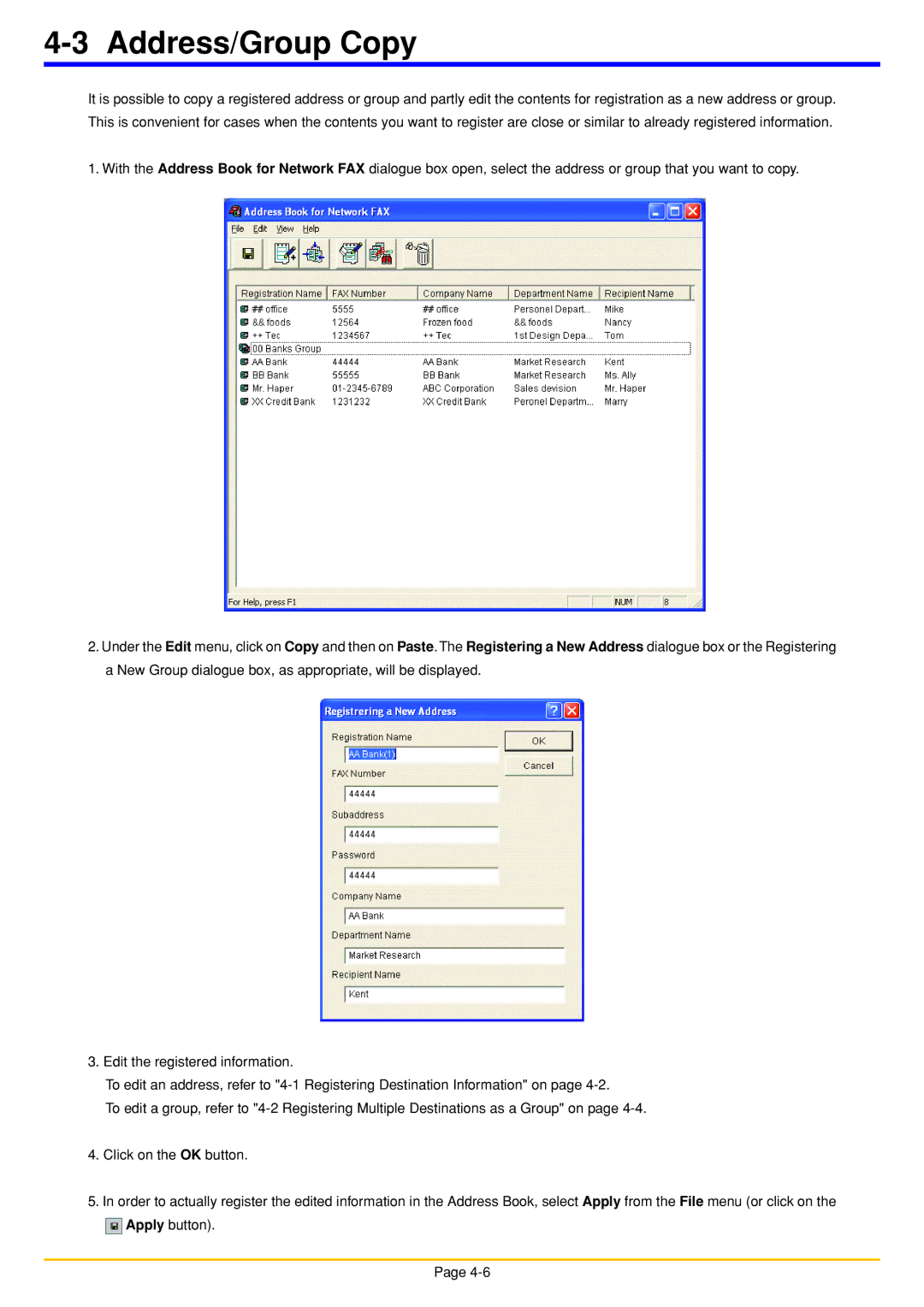 Oce North America OP1030, OP1050, OP1040 manual Address/Group Copy 