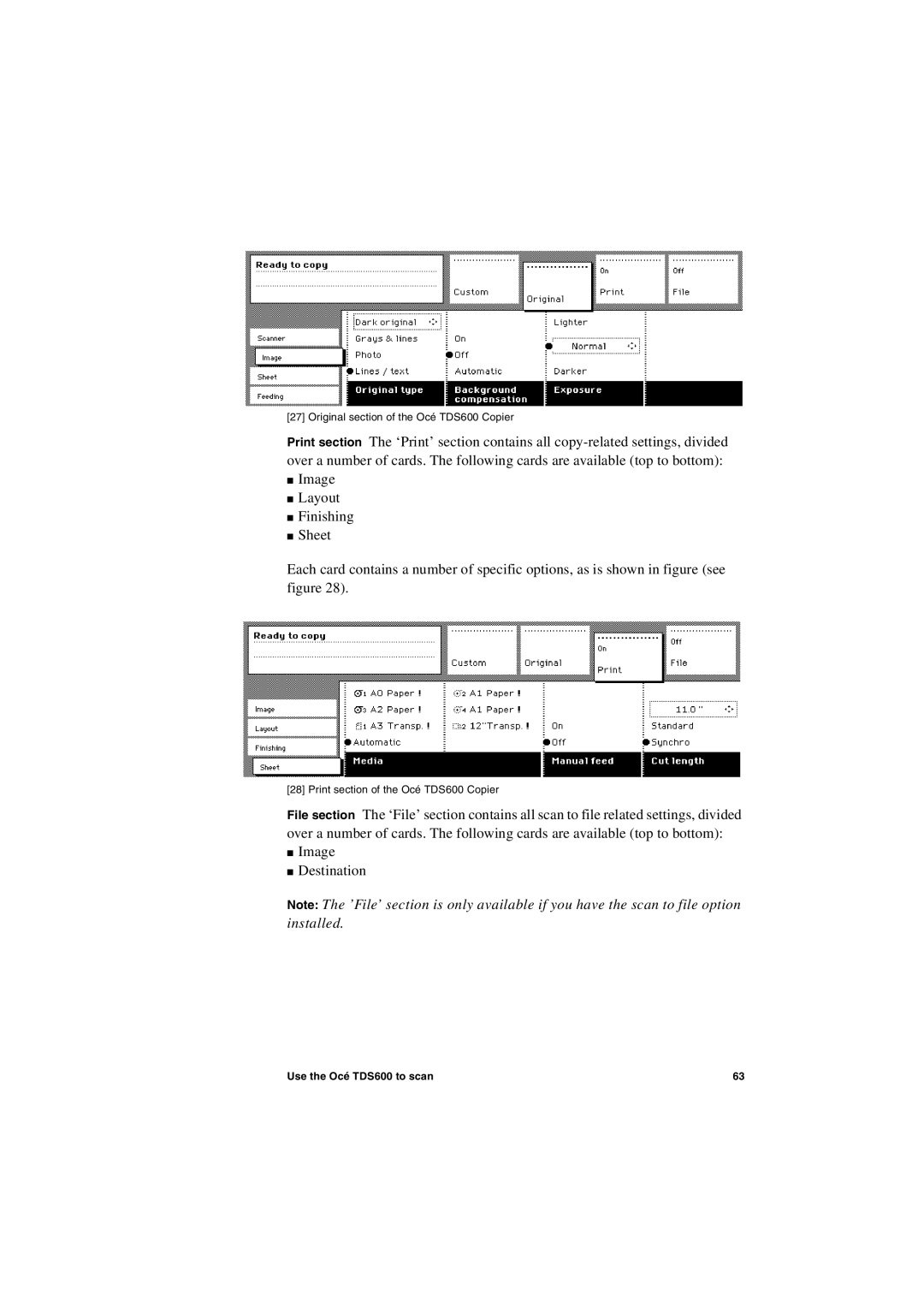 Oce North America user manual Print section of the Océ TDS600 Copier 