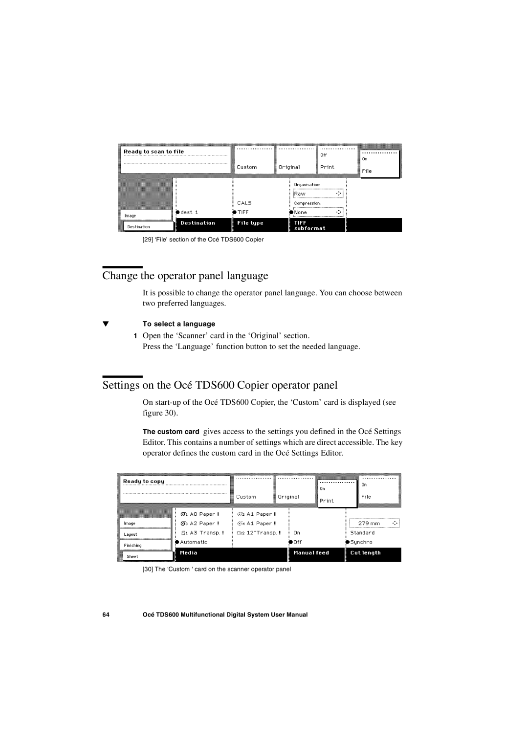 Oce North America user manual 29 ‘File’ section of the Océ TDS600 Copier 