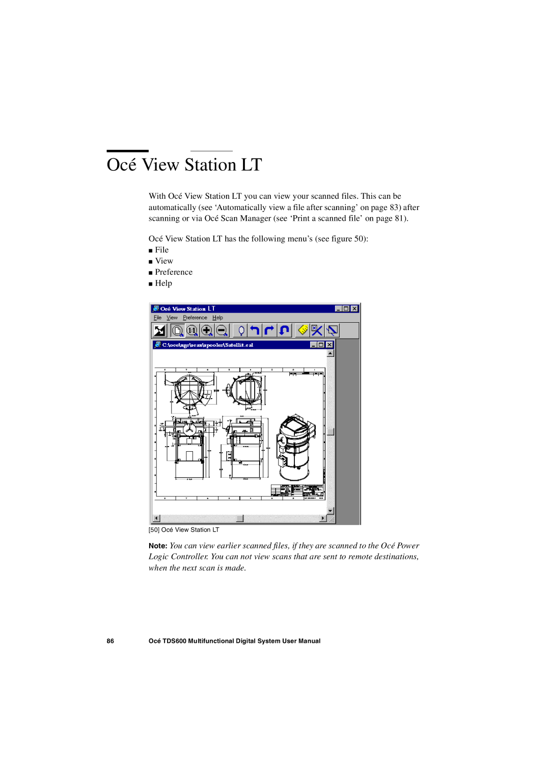 Oce North America TDS600 user manual Océ View Station LT 