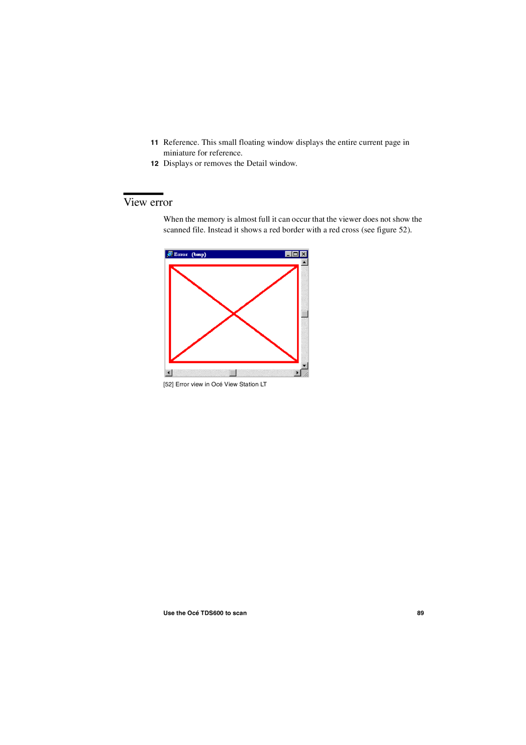 Oce North America TDS600 user manual View error 