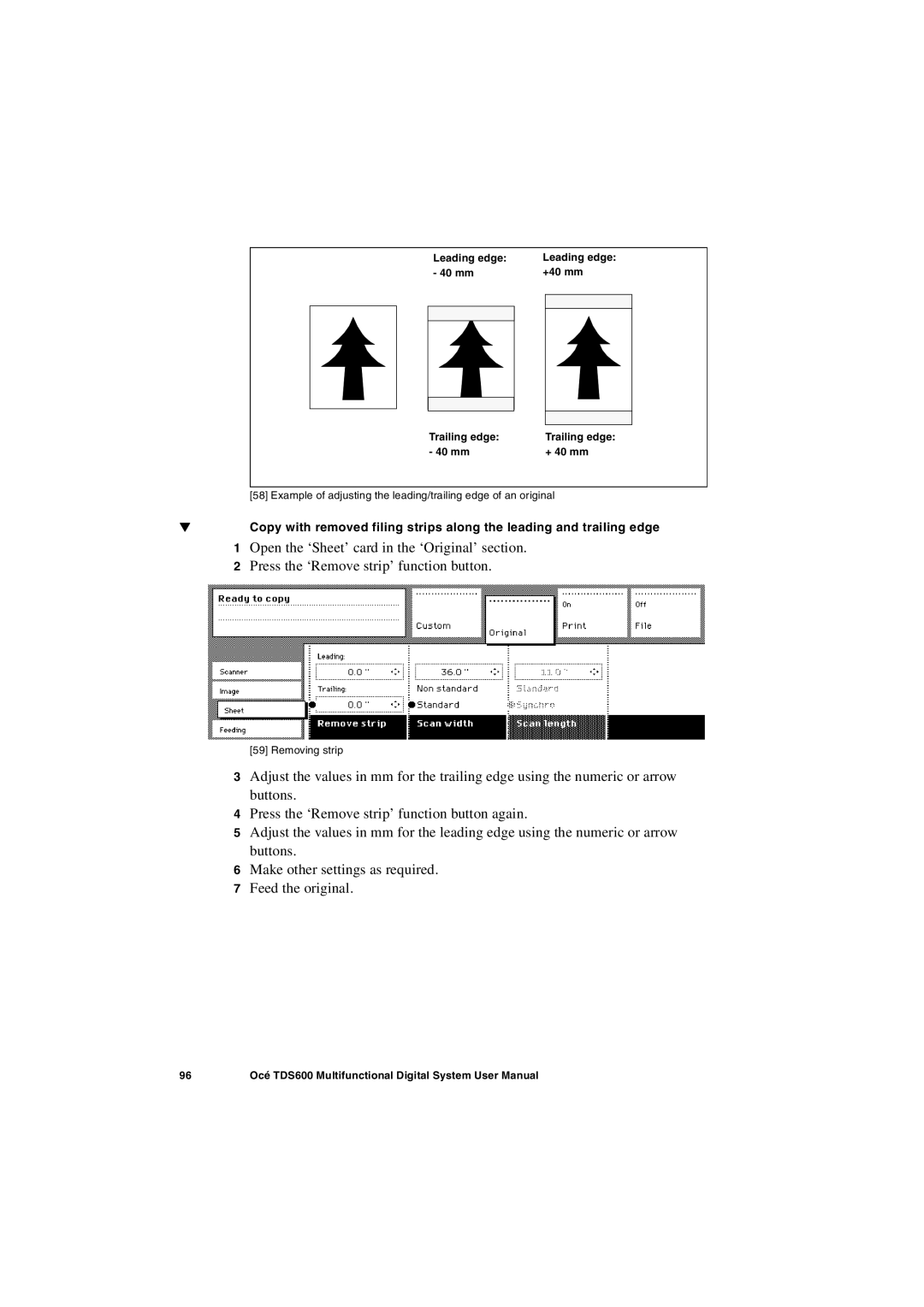 Oce North America TDS600 user manual Removing strip 