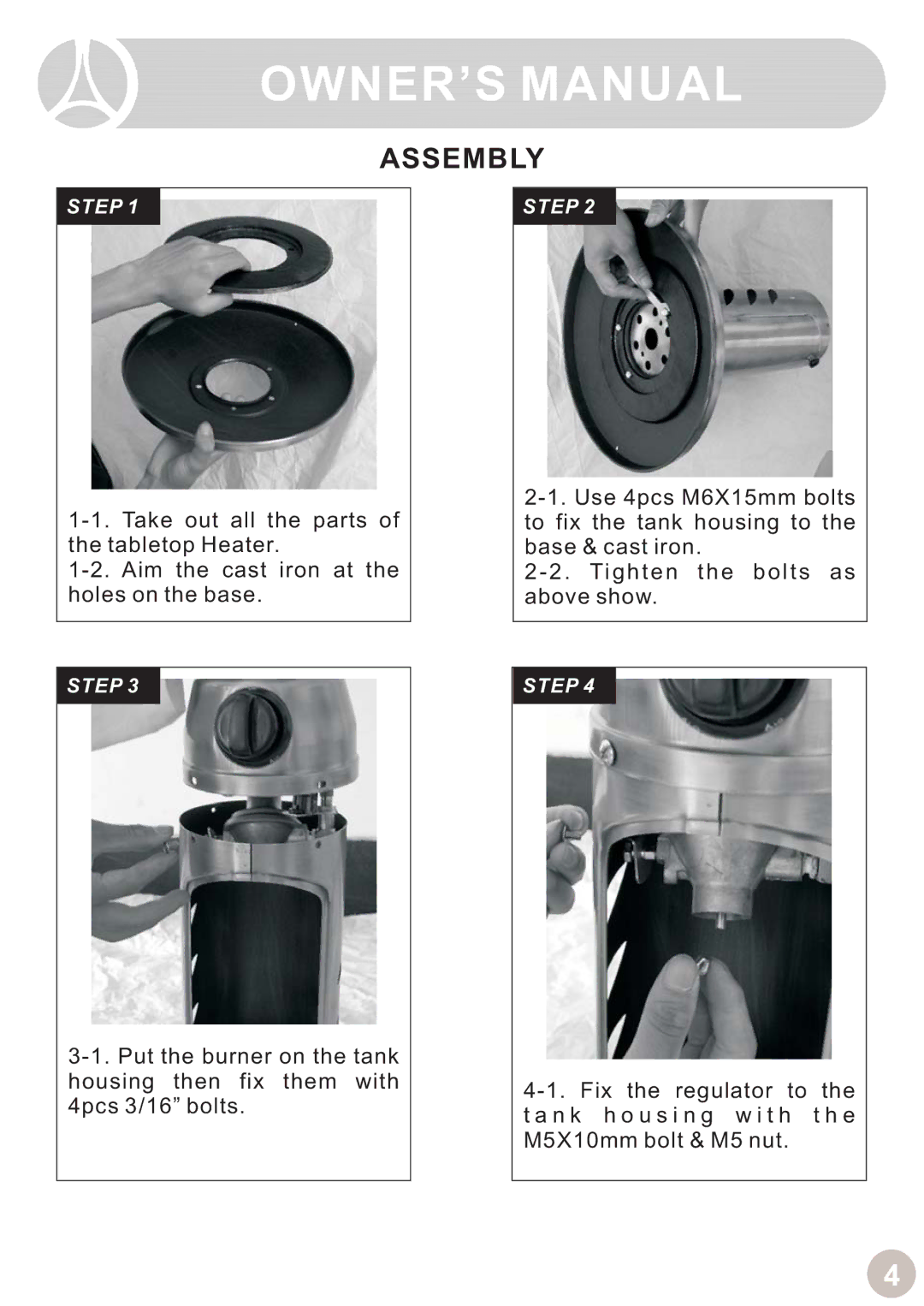 Ocean Electronic Tabletop Heater manual Assembly 