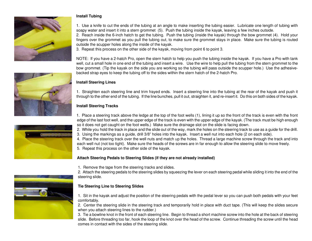 Ocean Kayak 14561 Install Tubing, Install Steering Lines, Install Steering Tracks, Tie Steering Line to Steering Slides 