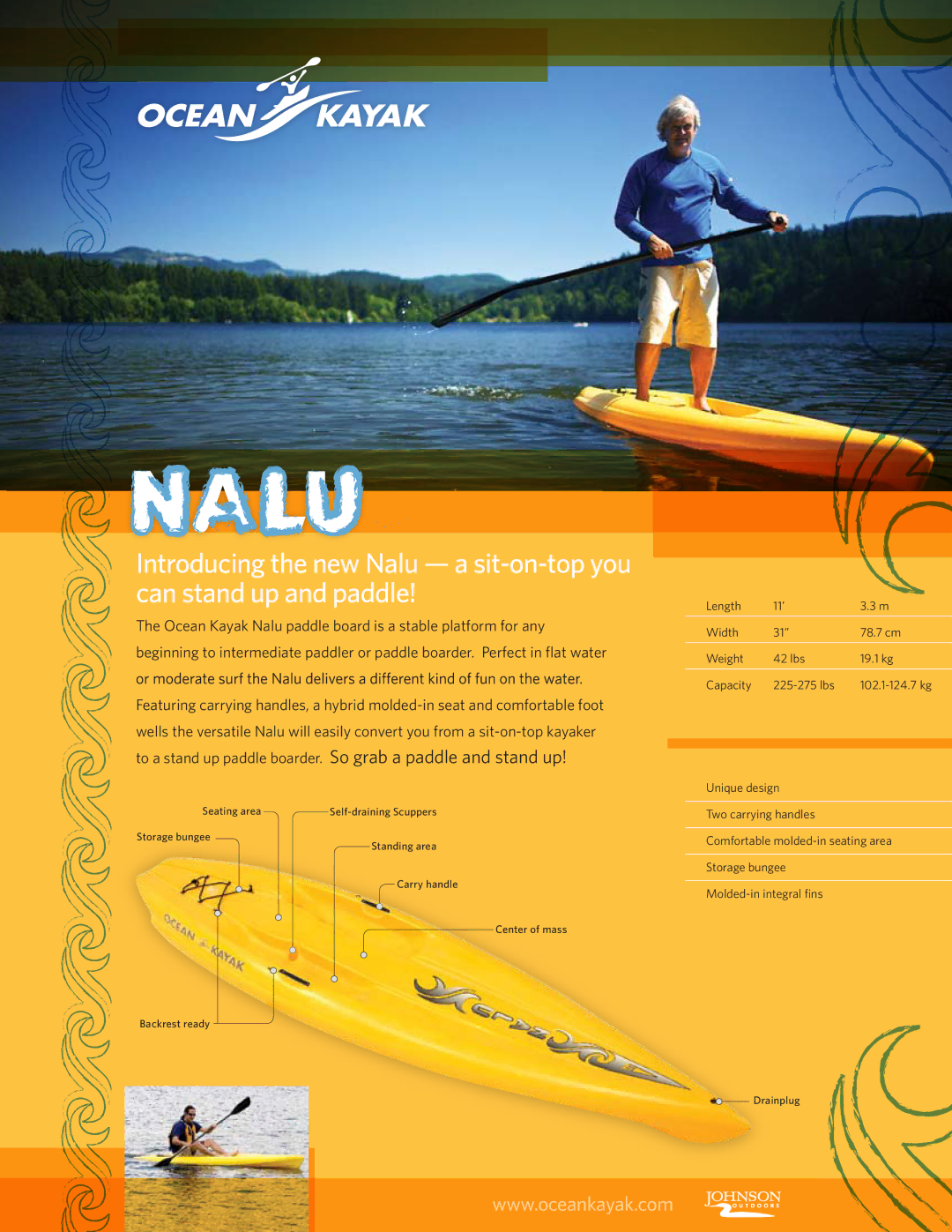 Ocean Kayak Nalu manual 102.1-124.7 kg 