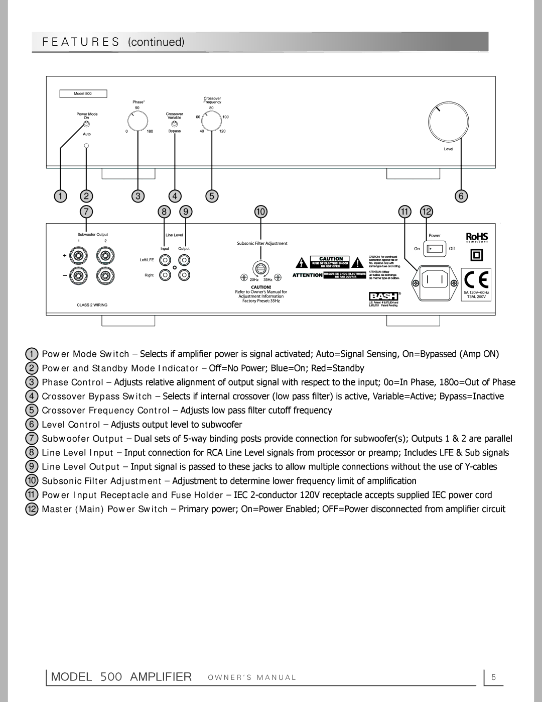 OEM Systems 500 owner manual A T U R E S 