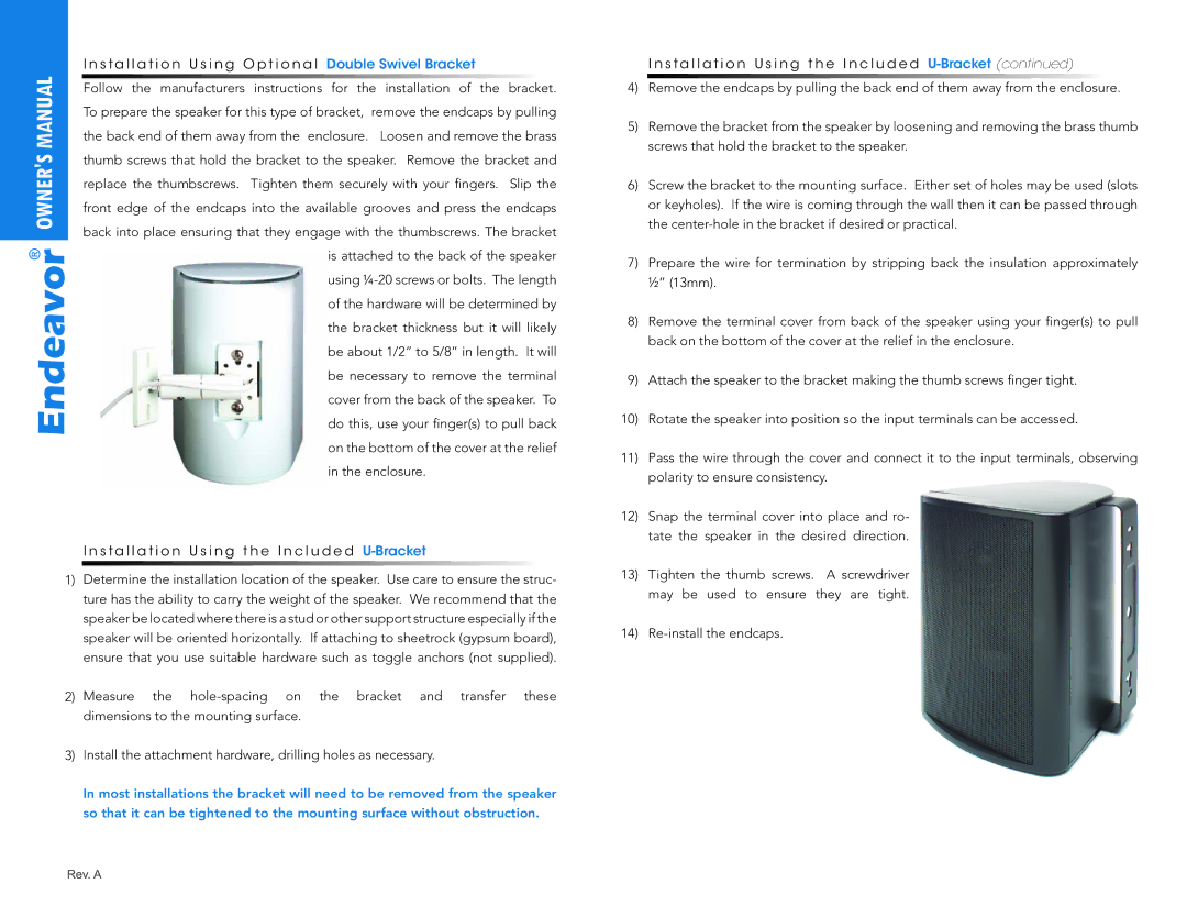 OEM Systems IO-510-B, IO510B owner manual Double Swivel Bracket, Owners 