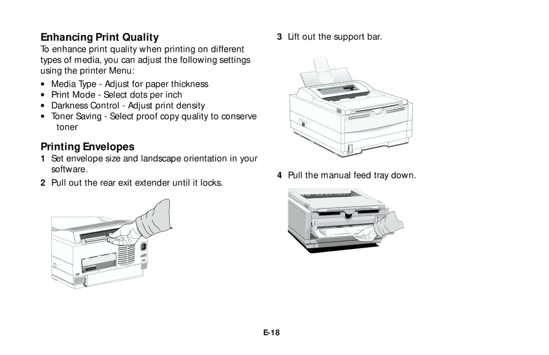 Oki 10e user manual Enhancing Print Quality, Printing Envelopes 