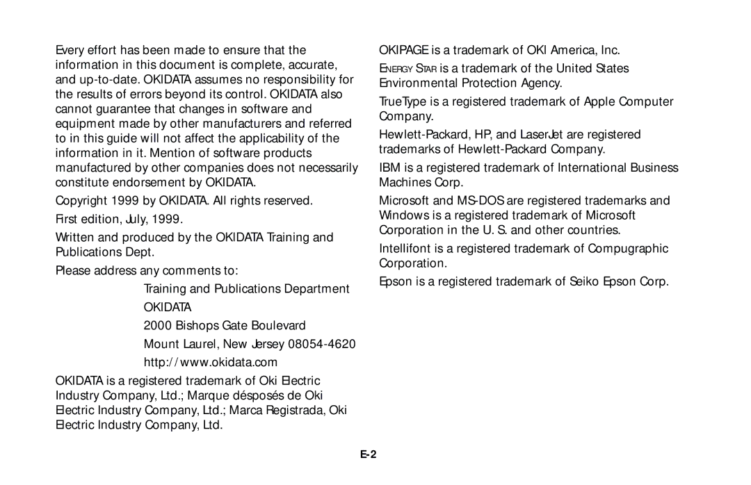 Oki 10e user manual Okidata 