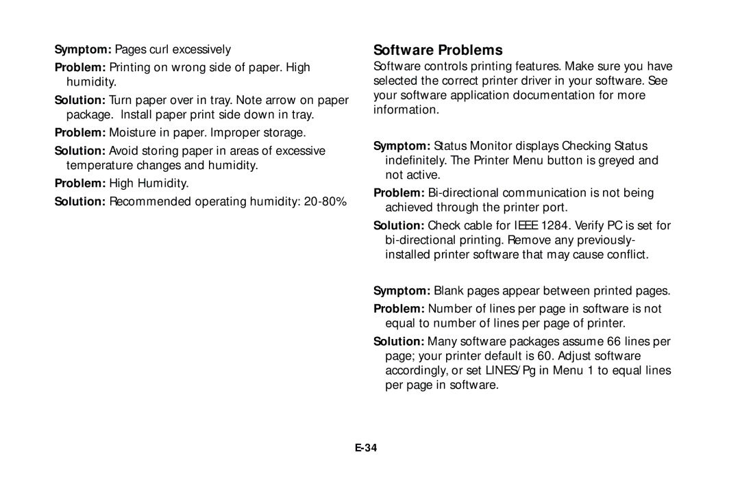 Oki 10e user manual Software Problems 