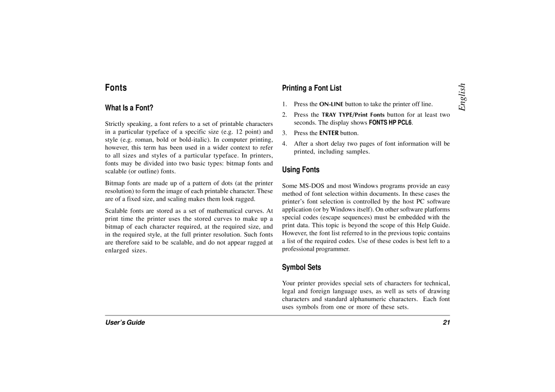 Oki 12i/n, 10ex manual What Is a Font?, Printing a Font List, Using Fonts, Symbol Sets 